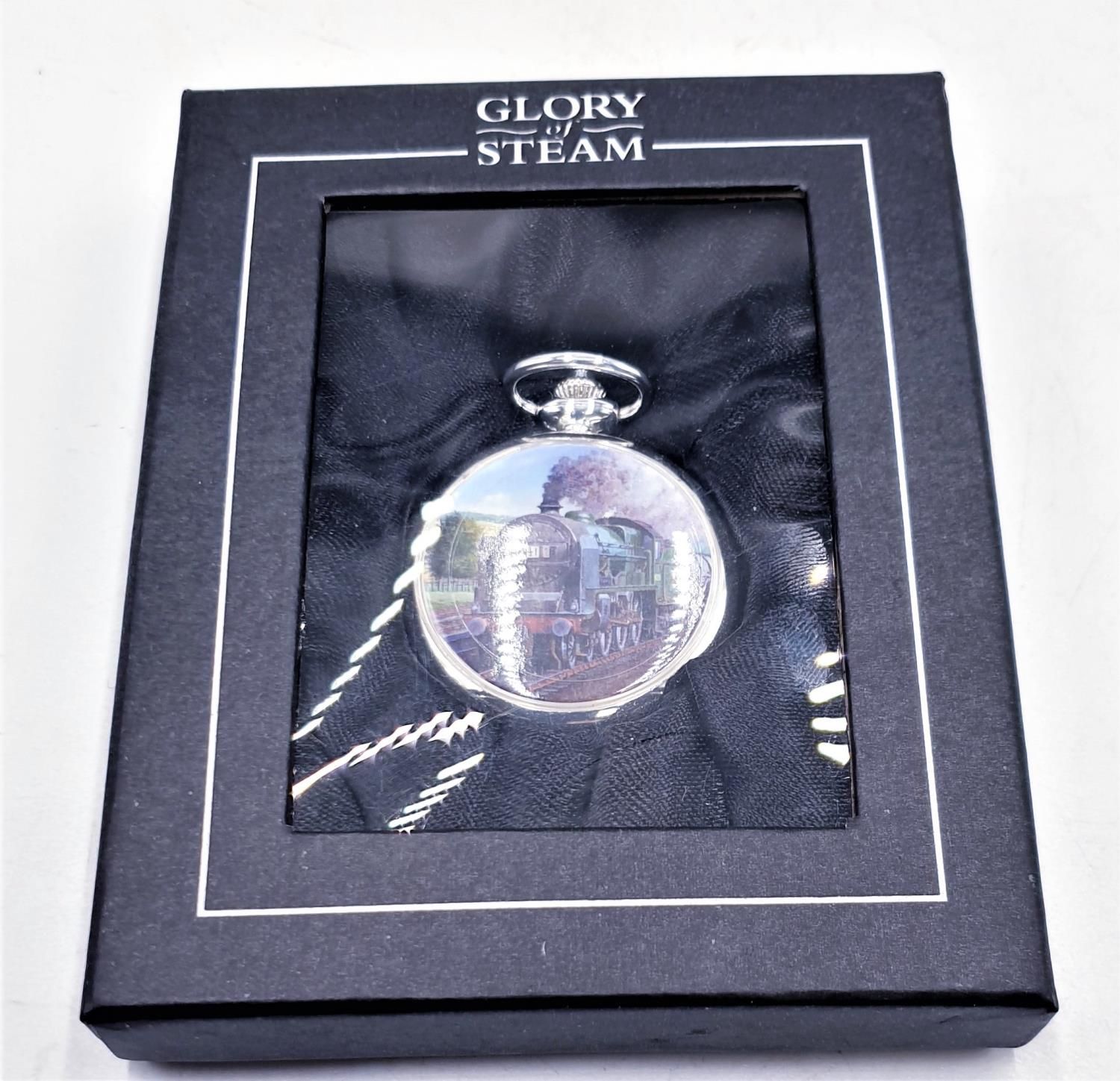Null GLORY OF STEAM "PATRIOT CLASS" MECHANICAL (Wind Up) POCKET WATCH (Boxed)