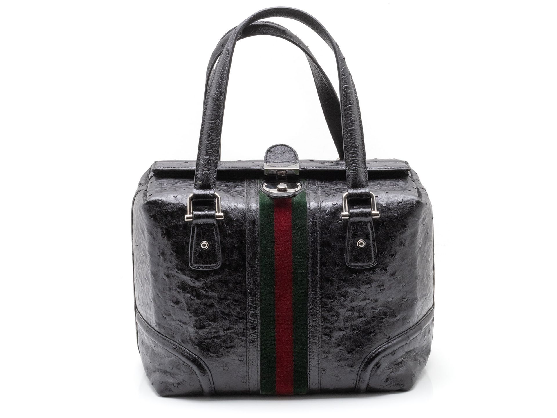Null GUCCI 
''Treasure Boston''
Handtasche aus schwarzem Straußenleder mit einem&hellip;
