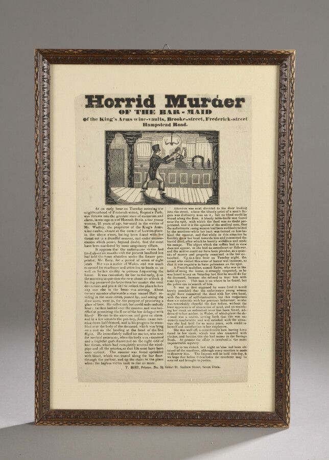 Null Horrid Murder of the Baar-Maid. 

Canard imprimé par T. BIrt. 

H. 36 cm - &hellip;