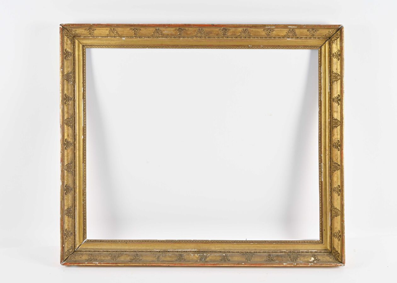 Null Rectangular wood and gilded paste frame with alternating palmettes and fleu&hellip;