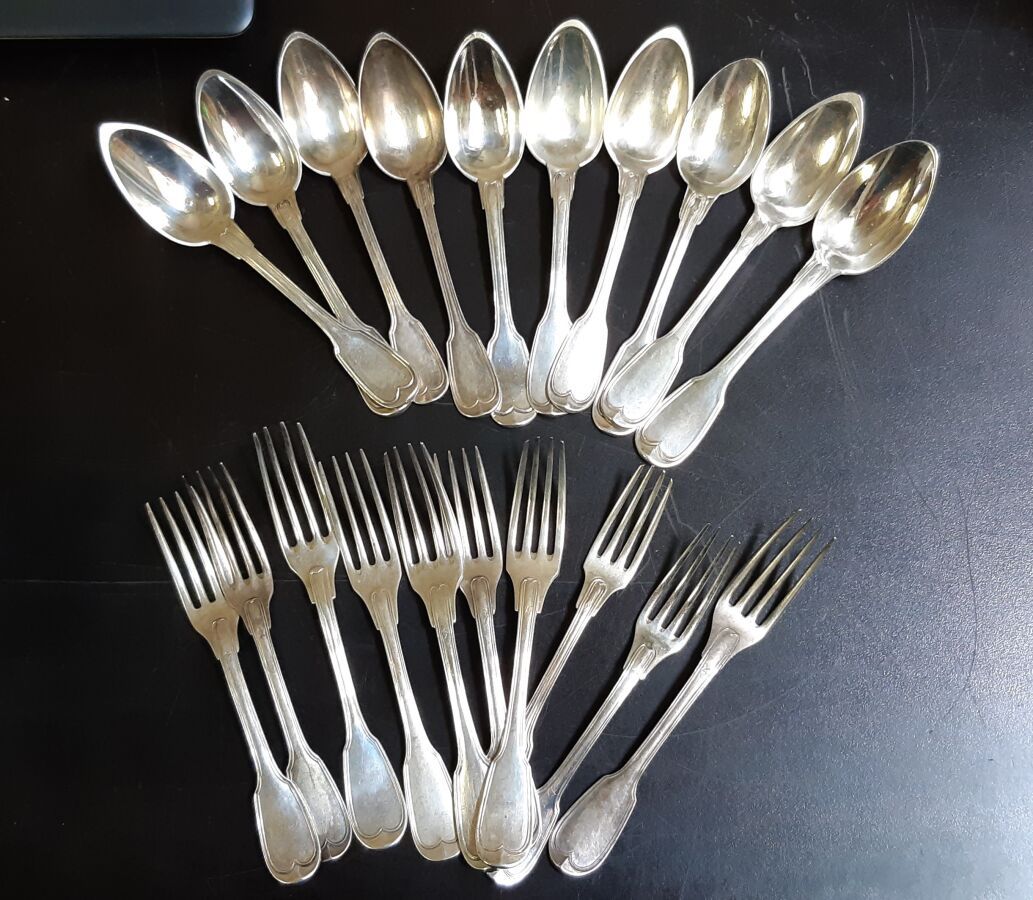 Null Ten silver cutlery 925 thousandths, model with nets (composite).

Weight : &hellip;