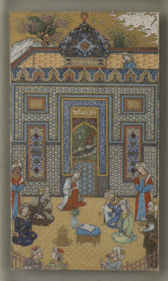 Null Miniature persane dans un cadre en khatam kari

Pigments polychromes et or &hellip;