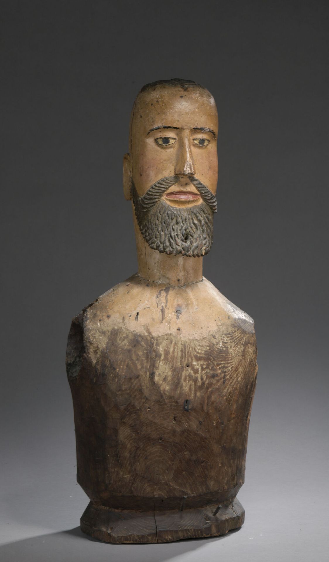 Null Buste reliquaire figurant un saint personnage à tête barbue en bois résineu&hellip;