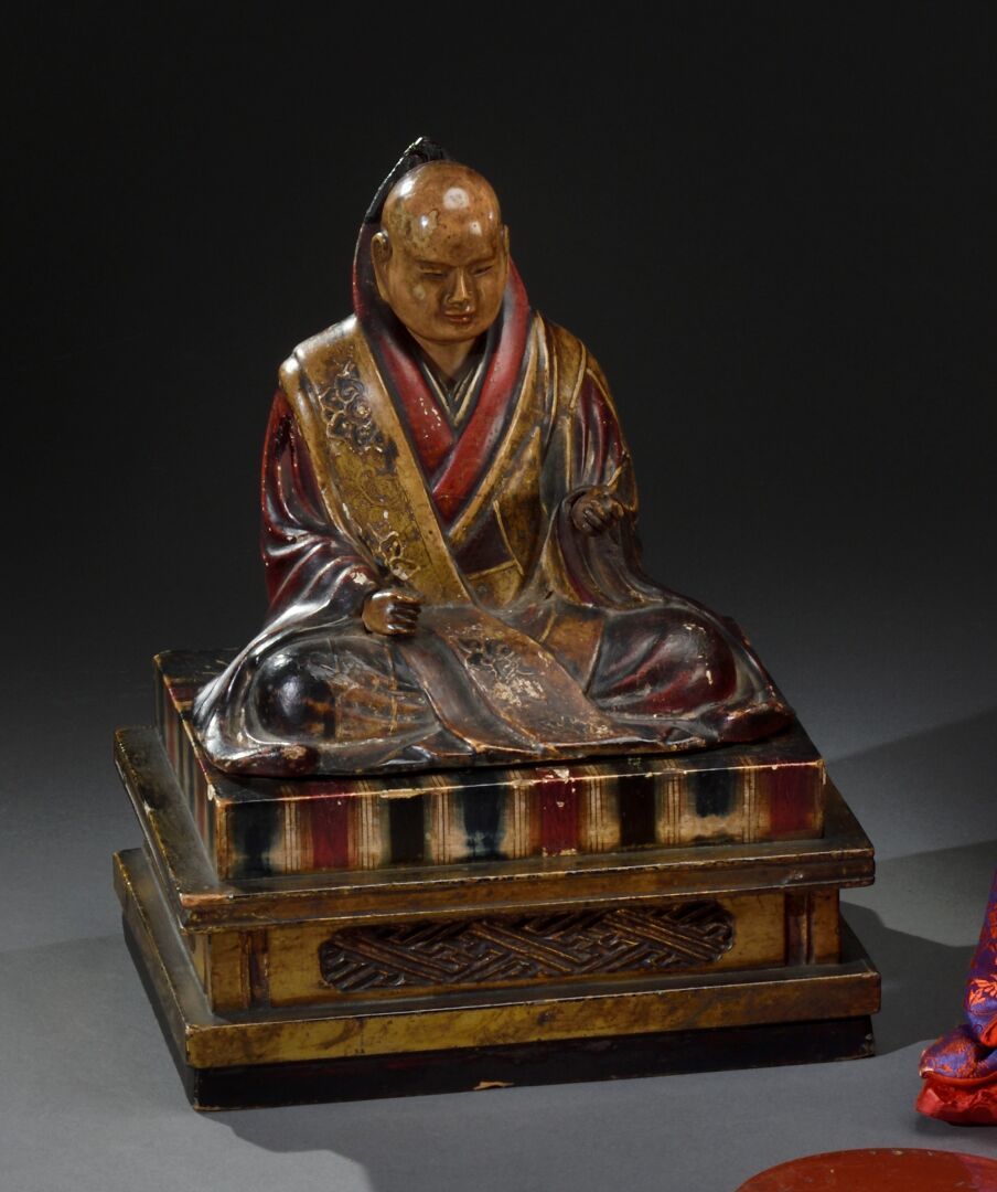 Null 
日本 - EDO时期 (1603-1868) 




东梅山寺的禅僧，以祈祷的姿势坐着




多色漆木雕主题，眼睛镶嵌着硫磺，日期为宽政十一年（&hellip;