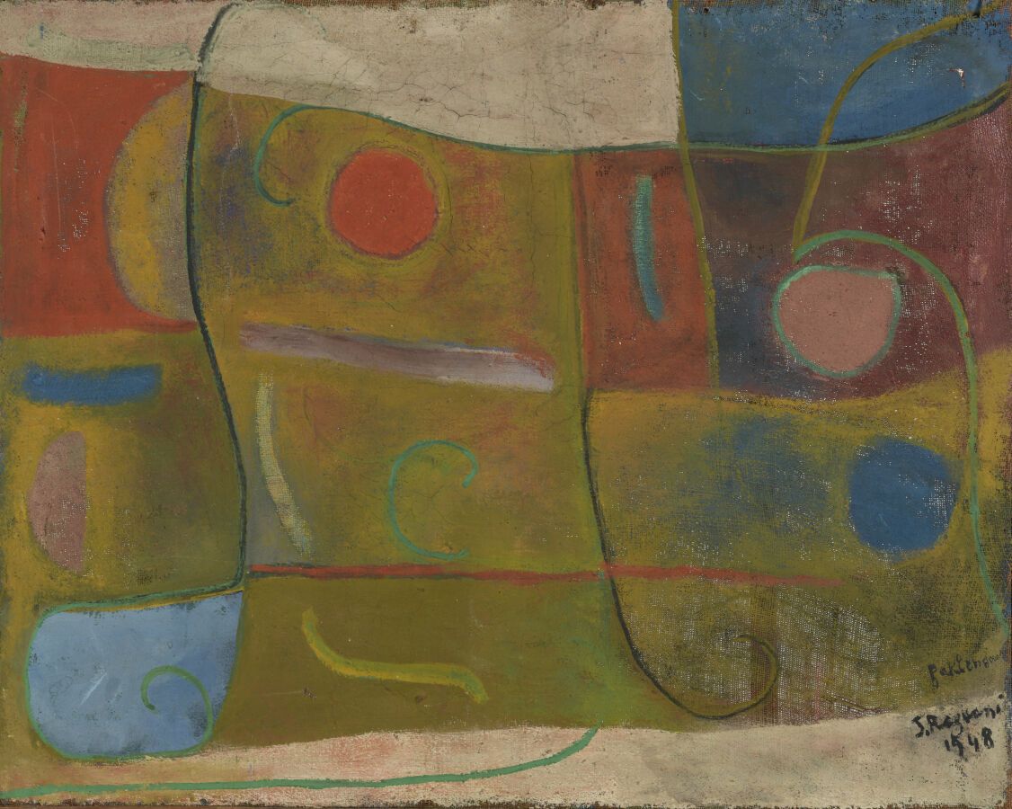 Null 谢尔盖-雷兹瓦尼（生于1928年

Faklenbound, 1948

布面油画，右下角有签名、日期和标题，背面有会签和注解的艺术家在莫扎特大道的地&hellip;