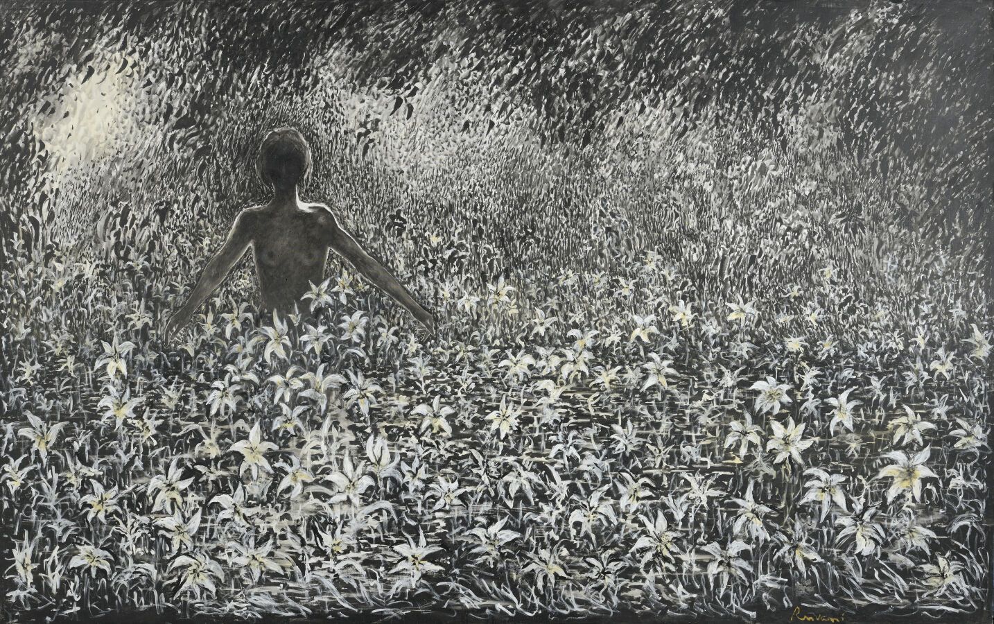 Null 谢尔盖-雷兹瓦尼（生于1928年

无题》，来自《储备》系列

布面油画，右下角有签名

H.190厘米 - 宽300厘米