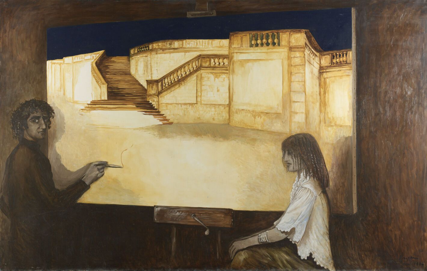 Null 谢尔盖-雷兹瓦尼（生于1928年

尼姆的蓝，1974年

布面油画，右下方有签名和日期1974年4月

H.190厘米 - 宽300厘米

展览：R&hellip;