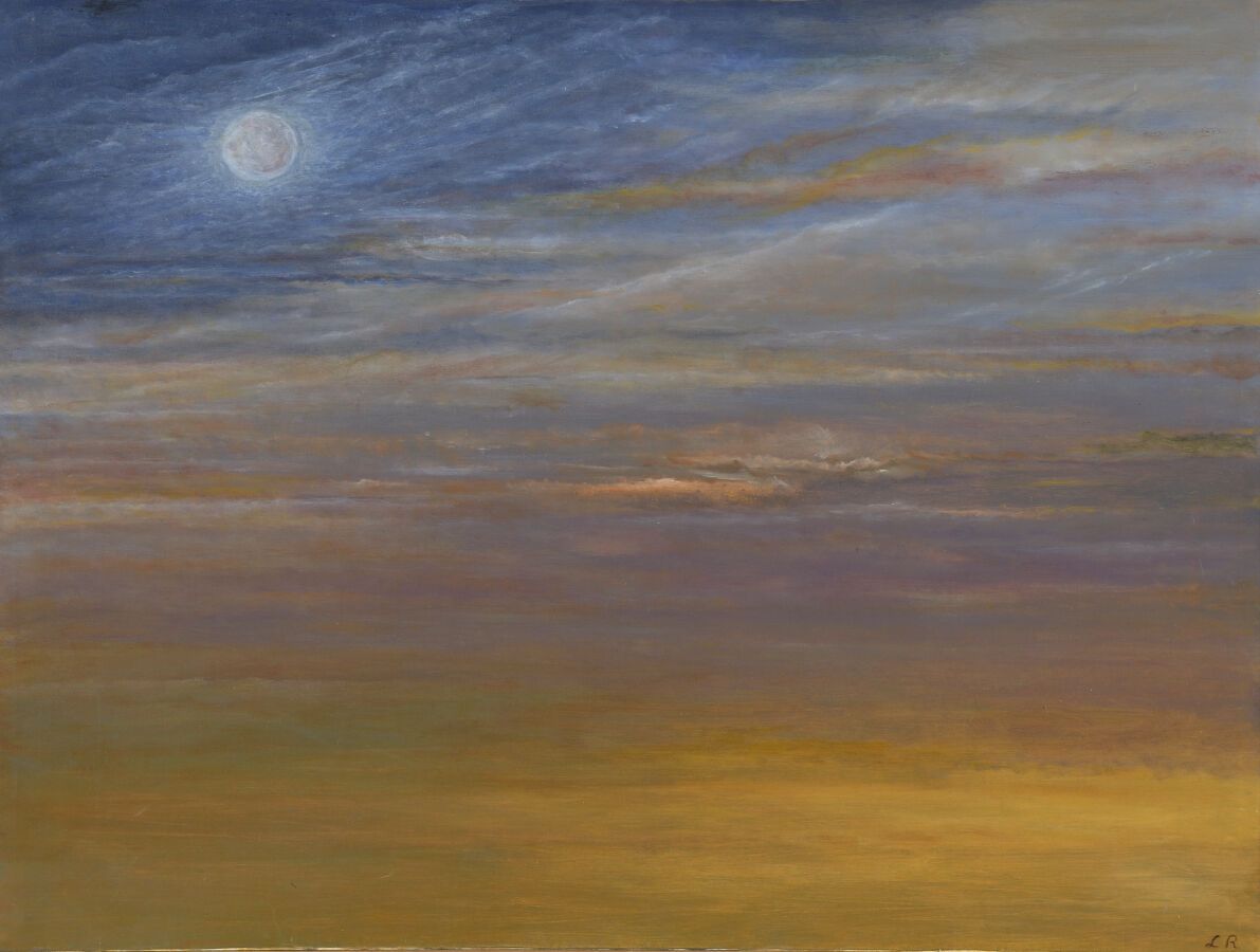 Null 卢拉-雷兹瓦尼(1931-2004)

蓝月亮，背面签有Lula Rezvani。

布面油画，右下方有图案，背面有签名和标题

H.79,5 cm &hellip;