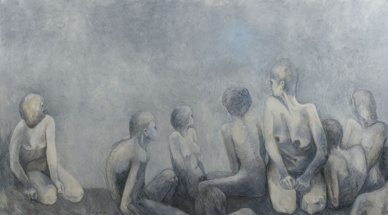 Null 谢尔盖-雷兹瓦尼（生于1928年

向帕索里尼致敬, 1985

布面油画，左下方有签名和日期

H.190厘米 - 长340厘米