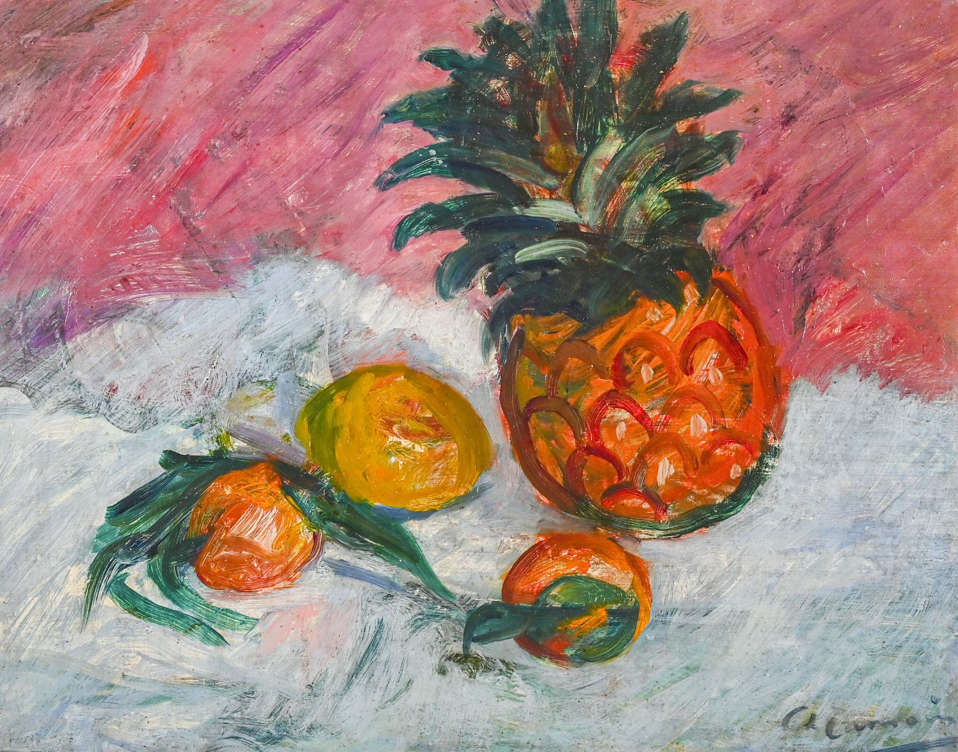 Null 查尔斯-卡蒙(1879-1965)

菠萝》，约1908年

板面油画，右下角有签名

H.32厘米 - 宽41厘米

出处：画家亨利-马蒂斯的前收藏&hellip;