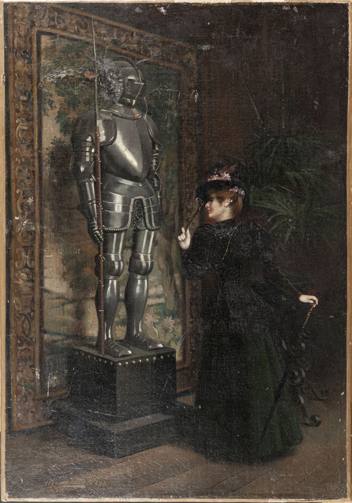 Null Jules MONGE (1855-1934) 

L'armure 

Huile sur toile, signée et datée 1898 &hellip;