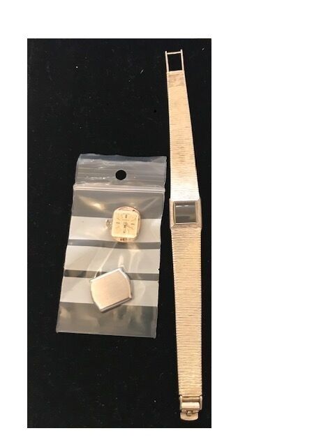 Null OMEGA, ladies' wristwatch in 18K (750°/°°) white gold, rectangular case, wh&hellip;