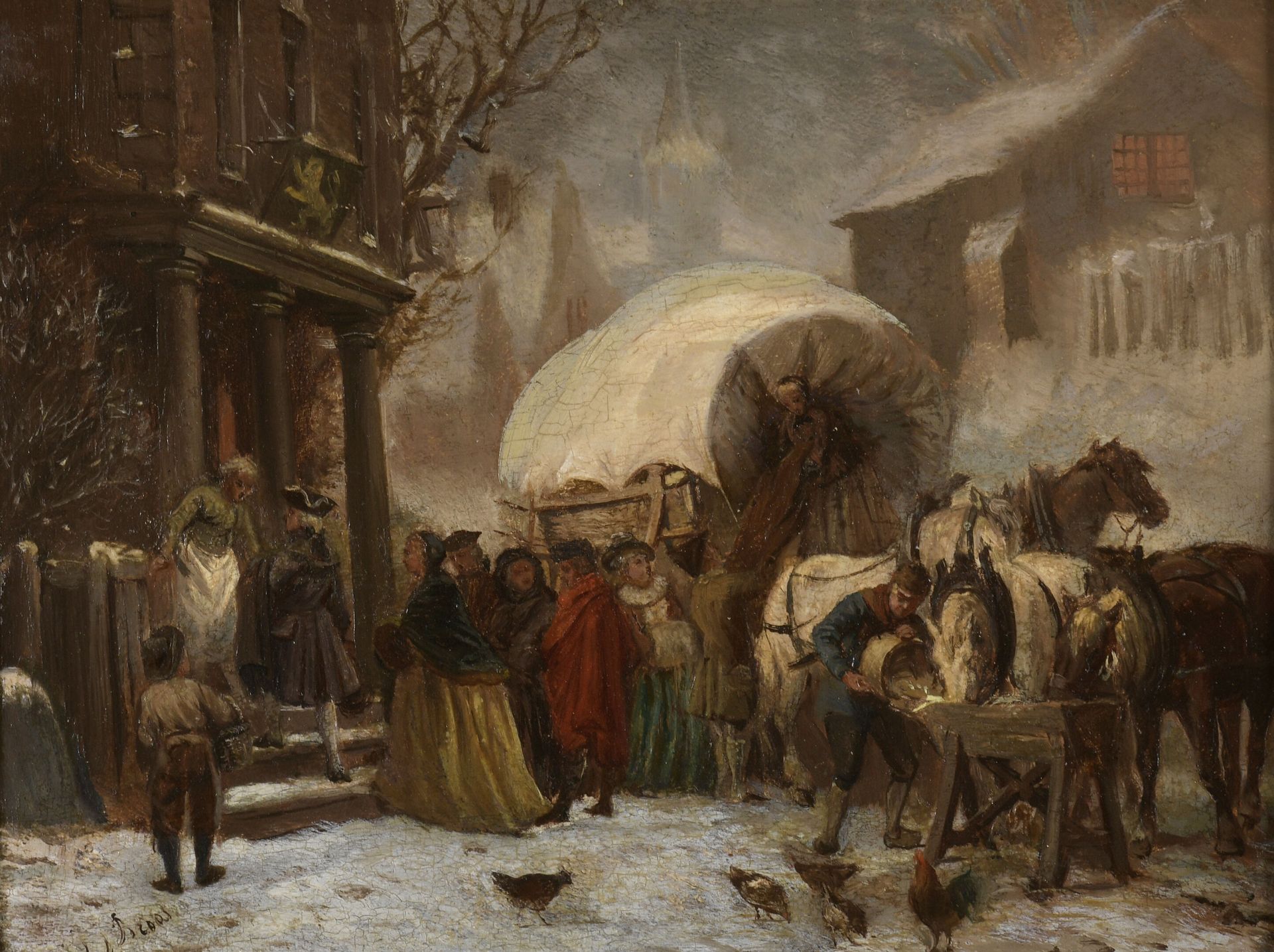 Null Jan Jacob ZUIDEMA BROOS (1833-1882) 

"The Stagecoach"

Oil on panel, signe&hellip;