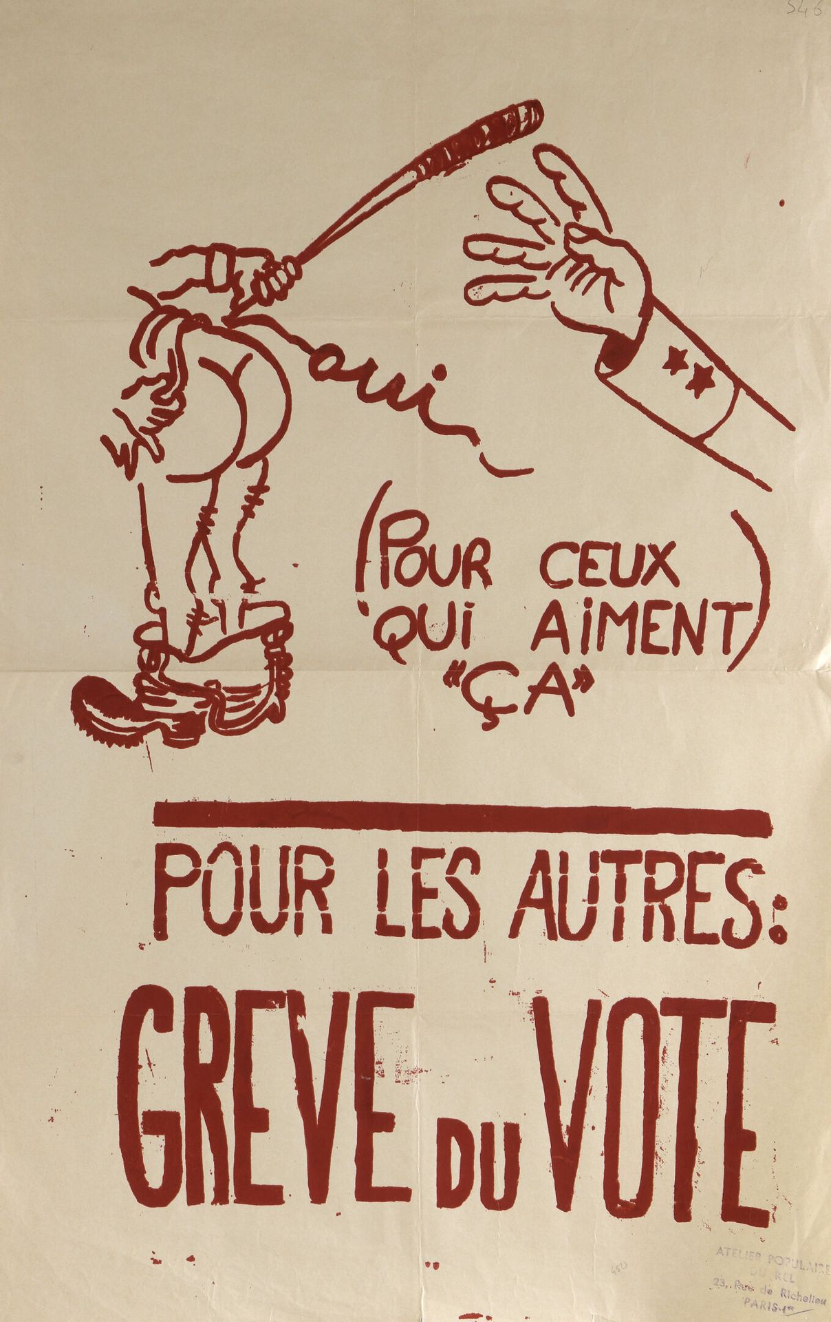 Null [Plakat vom Mai 1968]

Volkswerkstatt der OER, rue de Richelieu.

Für dieje&hellip;