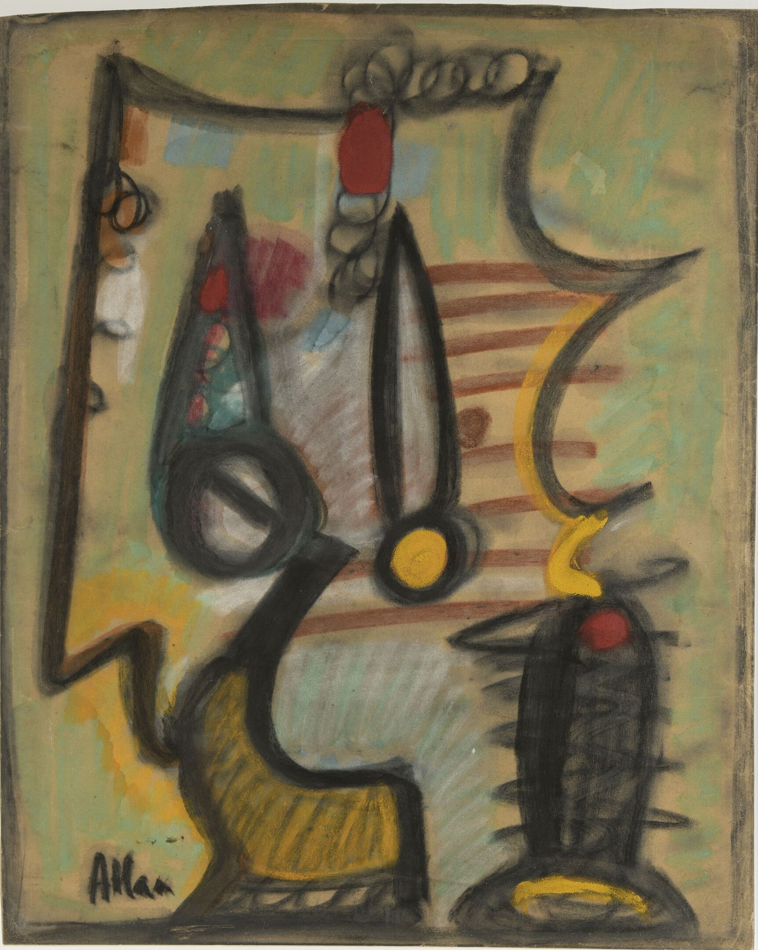 Null 让-米歇尔-阿特兰(1913-1960)

无题》，1947年

粉彩画，左下角有签名

H.64.5厘米 - 宽约52厘米（上边略微有不规则的切割）&hellip;