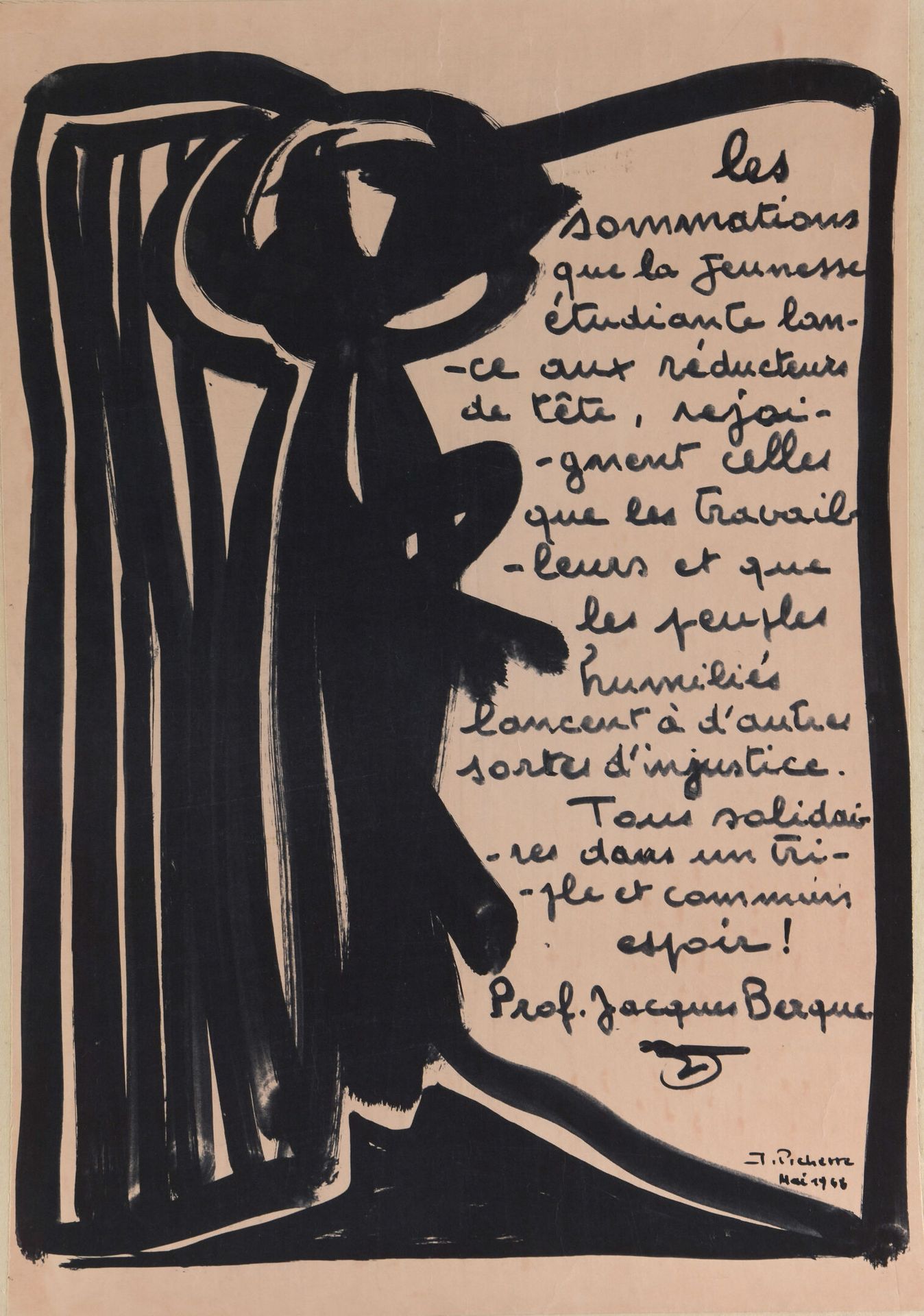 Null [1968年5月的海报]

詹姆斯-皮克特(1920-1996)

复制雅克-贝尔克教授（1910-1985）的声明的绢印画，右下角有签名和日期，19&hellip;