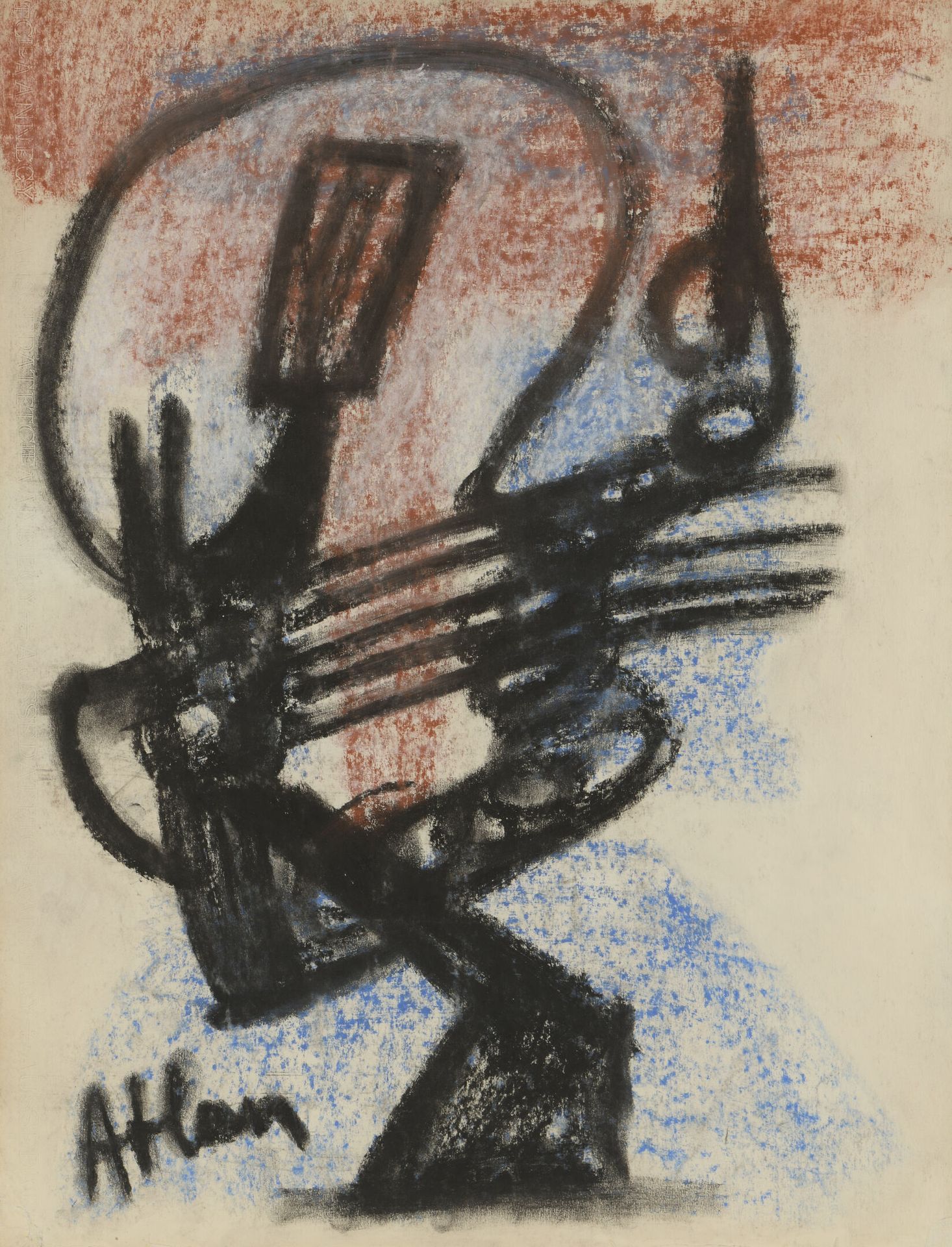 Null 让-米歇尔-阿特兰(1913-1960)

无题》，1954年

粉彩画，左下角有签名

H.65.5厘米 - 宽50厘米

下部有轻微的折痕，右下角&hellip;