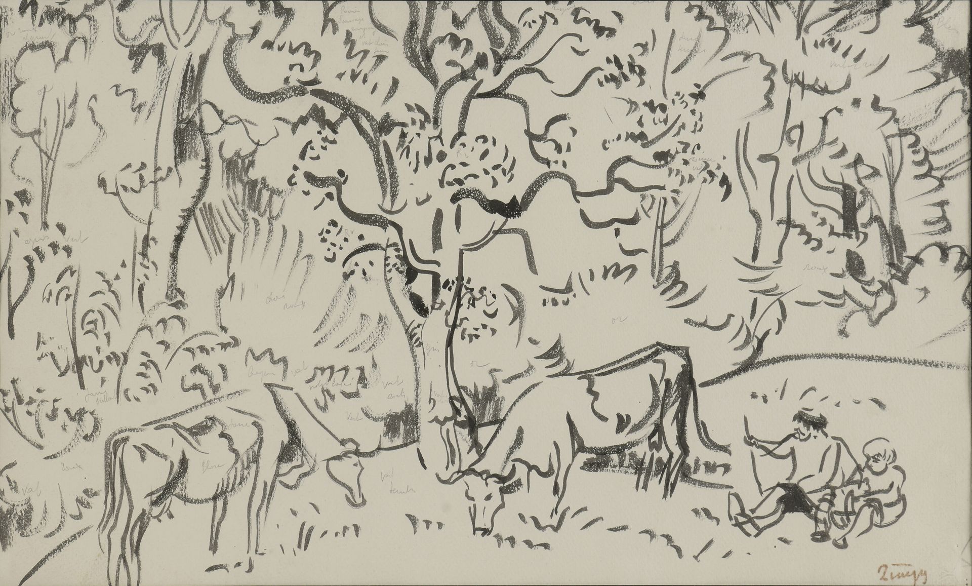 Null 儒勒-埃米尔-辛格 (1882-1942)

在树下看守奶牛的儿童

水墨画（水洗），有上色的迹象，右下方有签名章

H.26.5厘米 - 宽44厘米&hellip;
