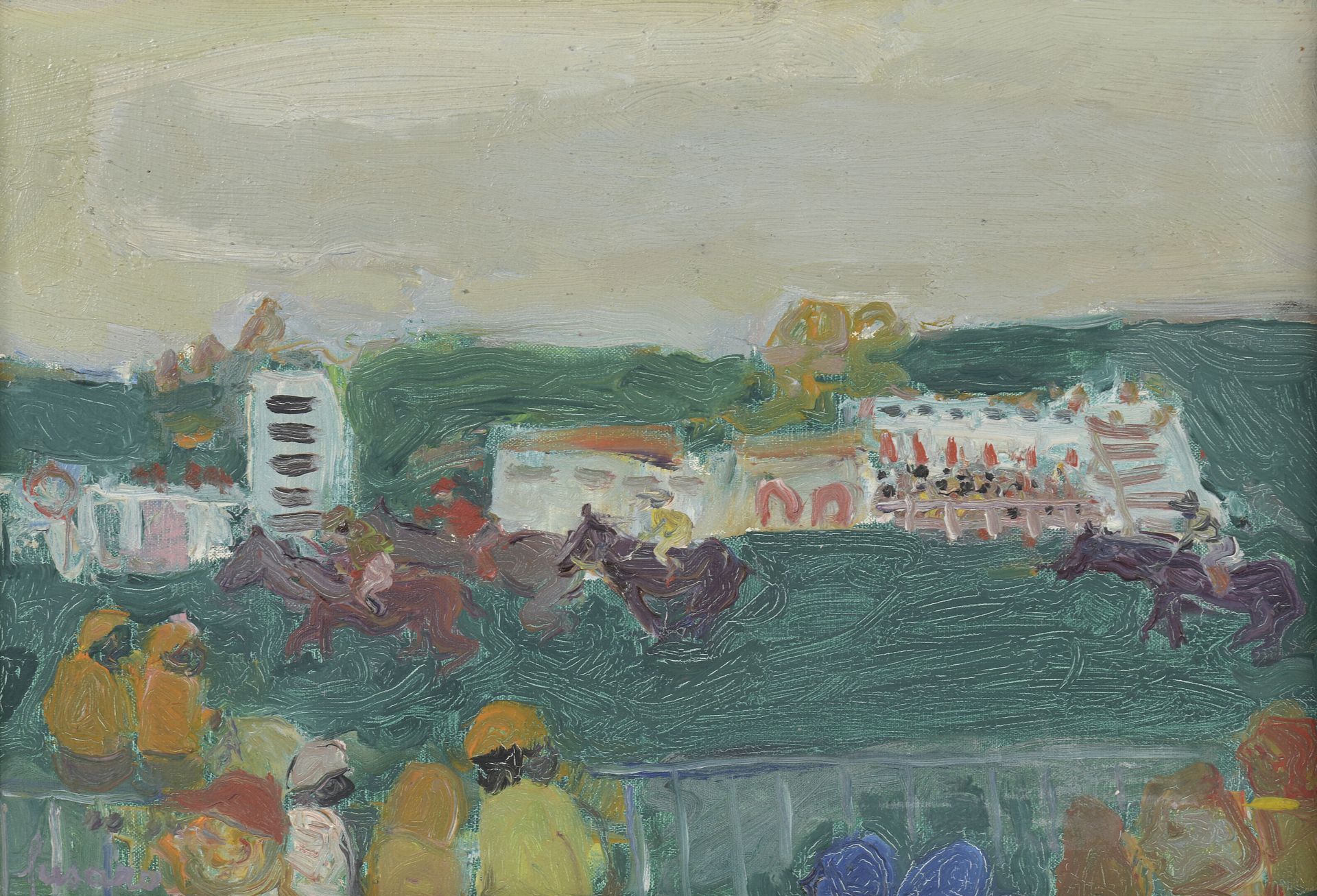 Null 让-福萨罗 (生于1925年)

奔向光滑的天空, 1961

布面油画，左下方有签名，背面有会签、标题和日期

H.24 cm - W. 34,5 &hellip;