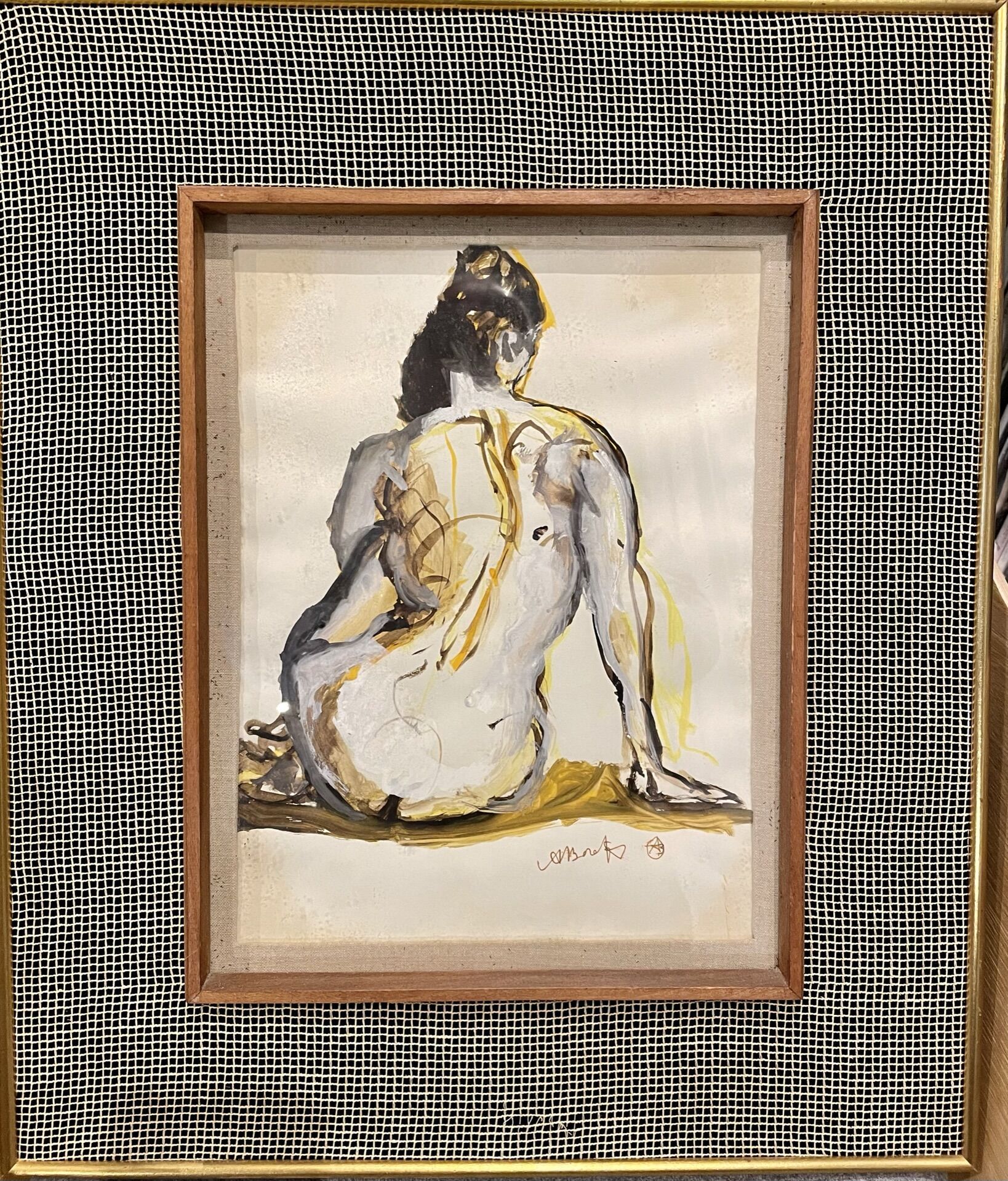 Null 阿夫拉姆-巴拉茨（20世纪），共有四件作品。

"女性裸体从后面坐着"。

铅笔、钢笔和水粉画。

右下方有签名。

H.31,5 cm - W. 2&hellip;