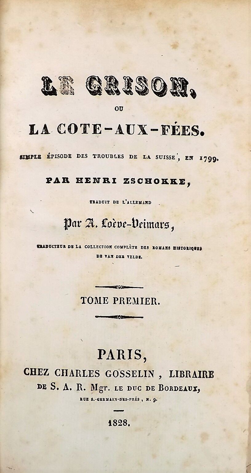 Null ZSCHOKKE (Henri). DIE PRINZESSIN CHRISTINE. Paris, Urbain Canel, 1828 - LE &hellip;