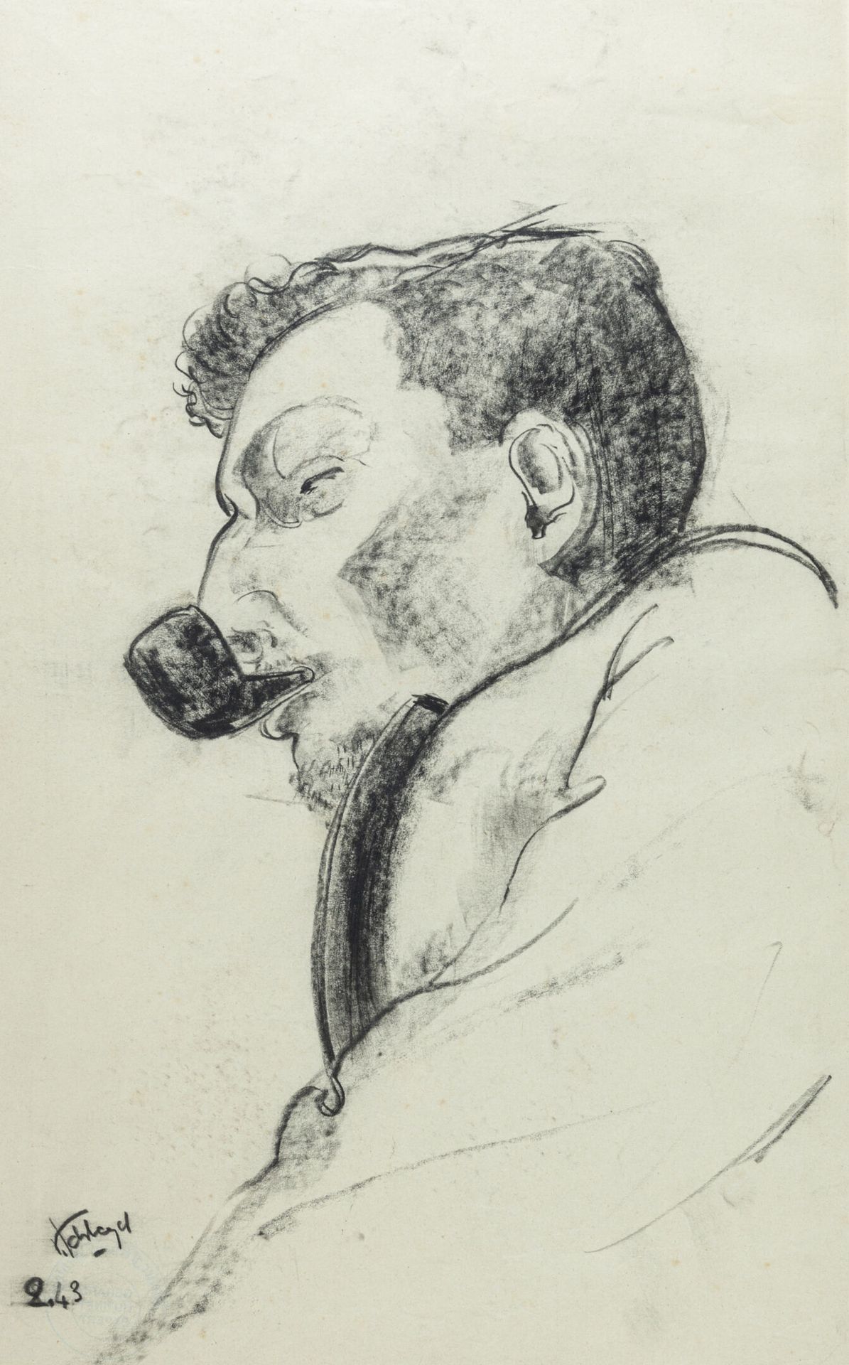 Null Fernand SHLEGEL (1920-2002)

自画像，1943年

纸上炭笔，左下方有签名和日期，背面右下方有史莱格尔工作室的印章。

H&hellip;