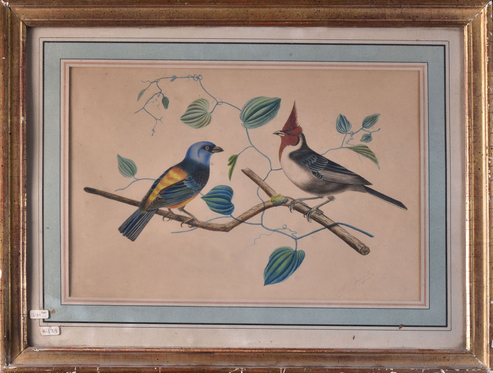 Null M. BEAUFILS (19世纪)

空气中的鸟儿

水彩画，右下角有签名

H.22.5厘米 - 宽33厘米

有轻微的凹陷