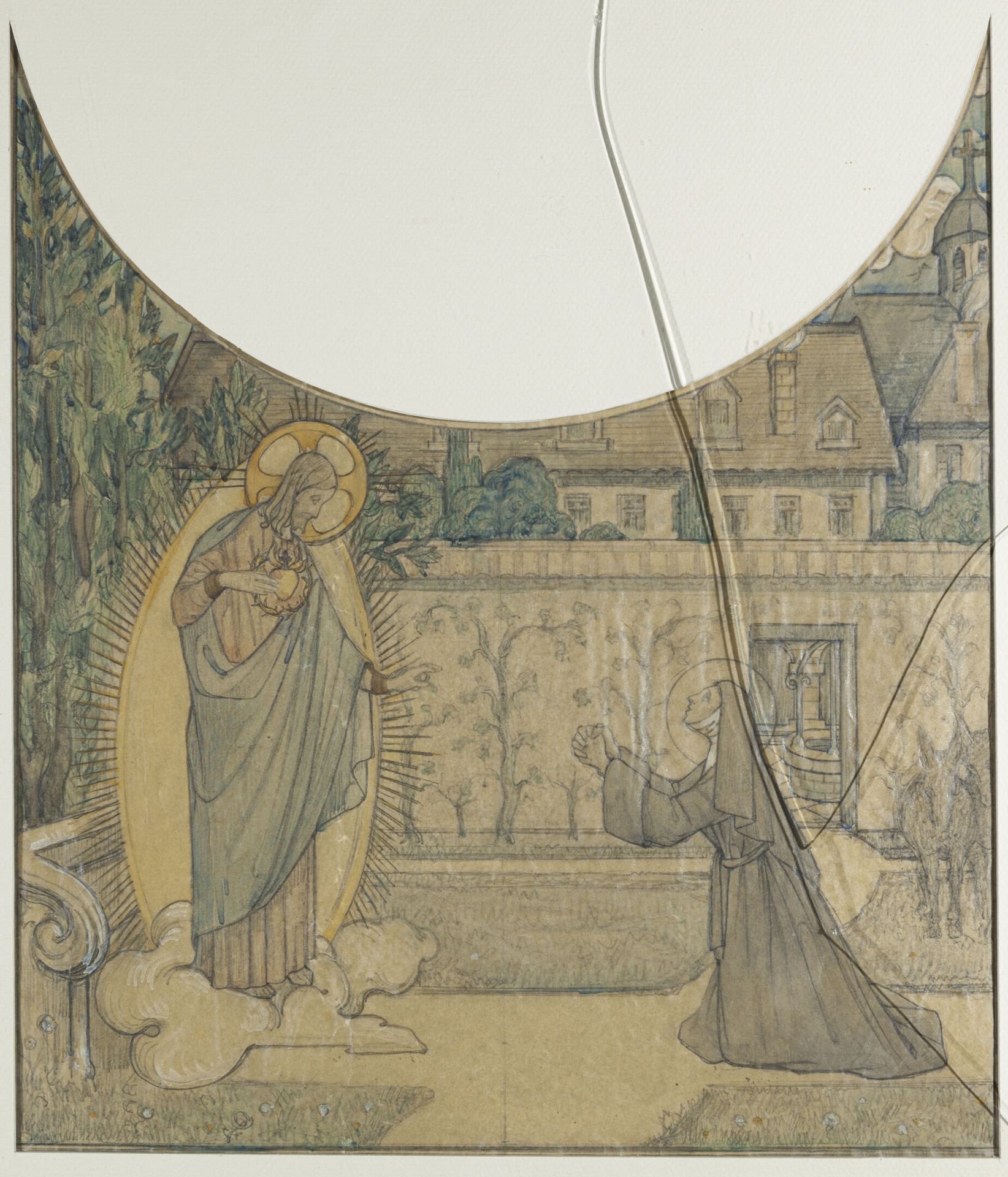 Null 乔治-德科特 (1890-1951)

基督将他的心献给圣玛格丽特-玛丽-阿拉科克，约1930年

纸上铅笔和水彩画

H.31厘米，宽40厘米（观看&hellip;