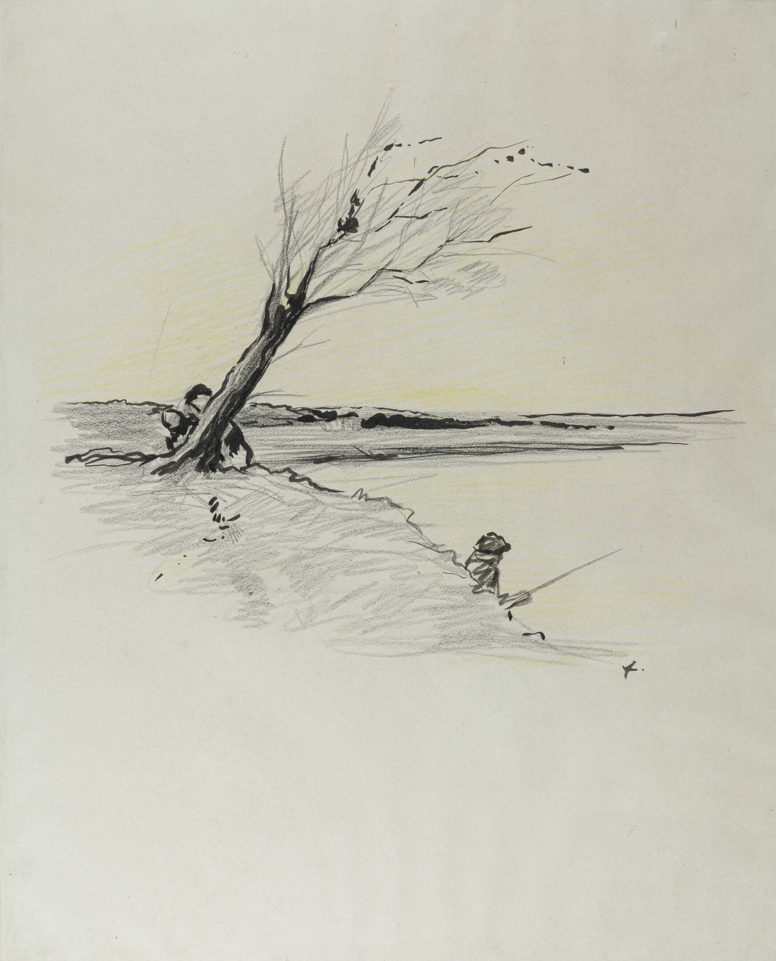 Null 让-路易斯-福莱恩(1852-1951)

渔夫

黑色铅笔、钢笔和黄色蜡笔，右下方有字样

H.51厘米 宽41厘米