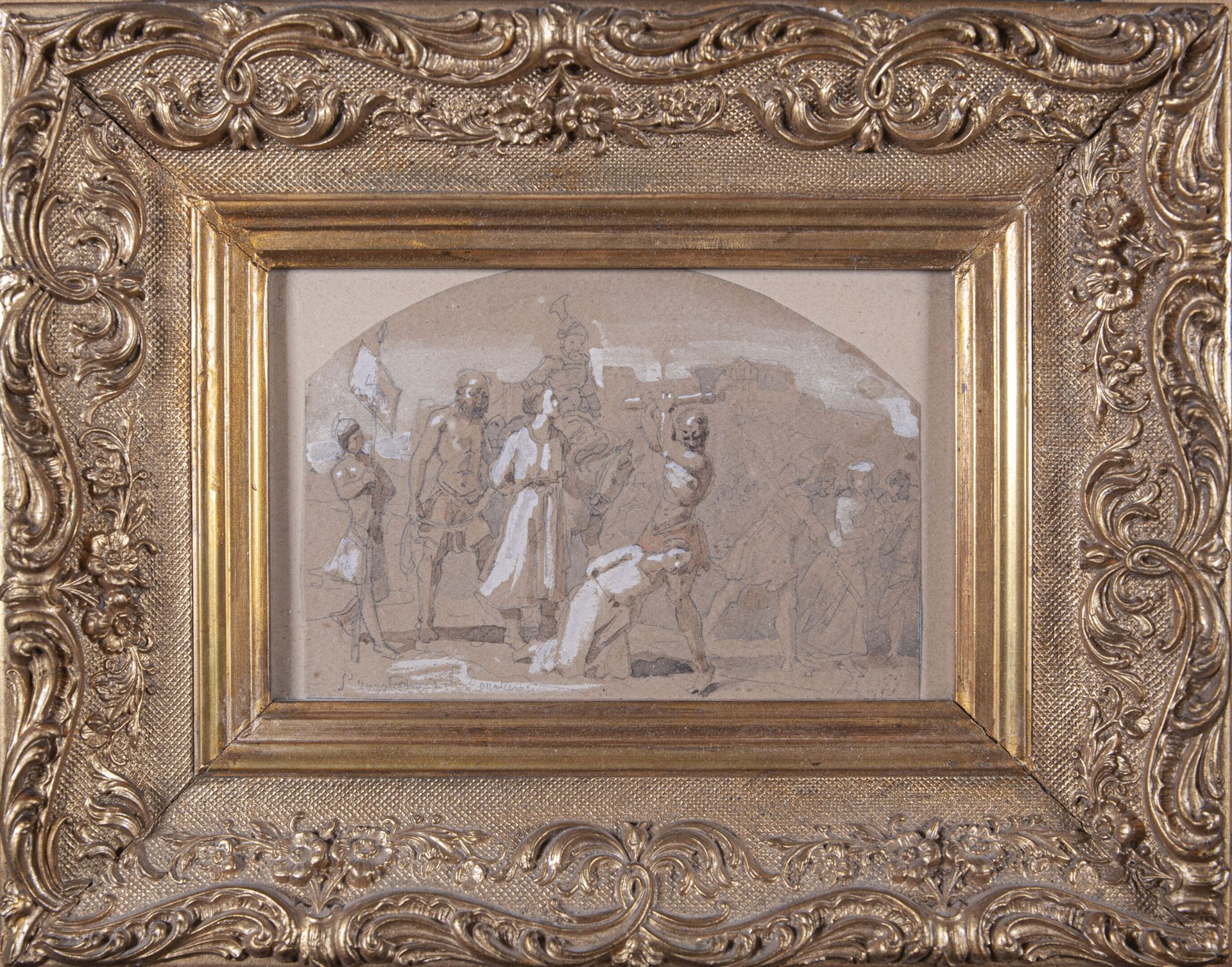 Null 19世纪的法国学校

圣多纳蒂安的殉教者，1852年

石墨和水彩画，有日期和注释

H.11厘米 宽16厘米