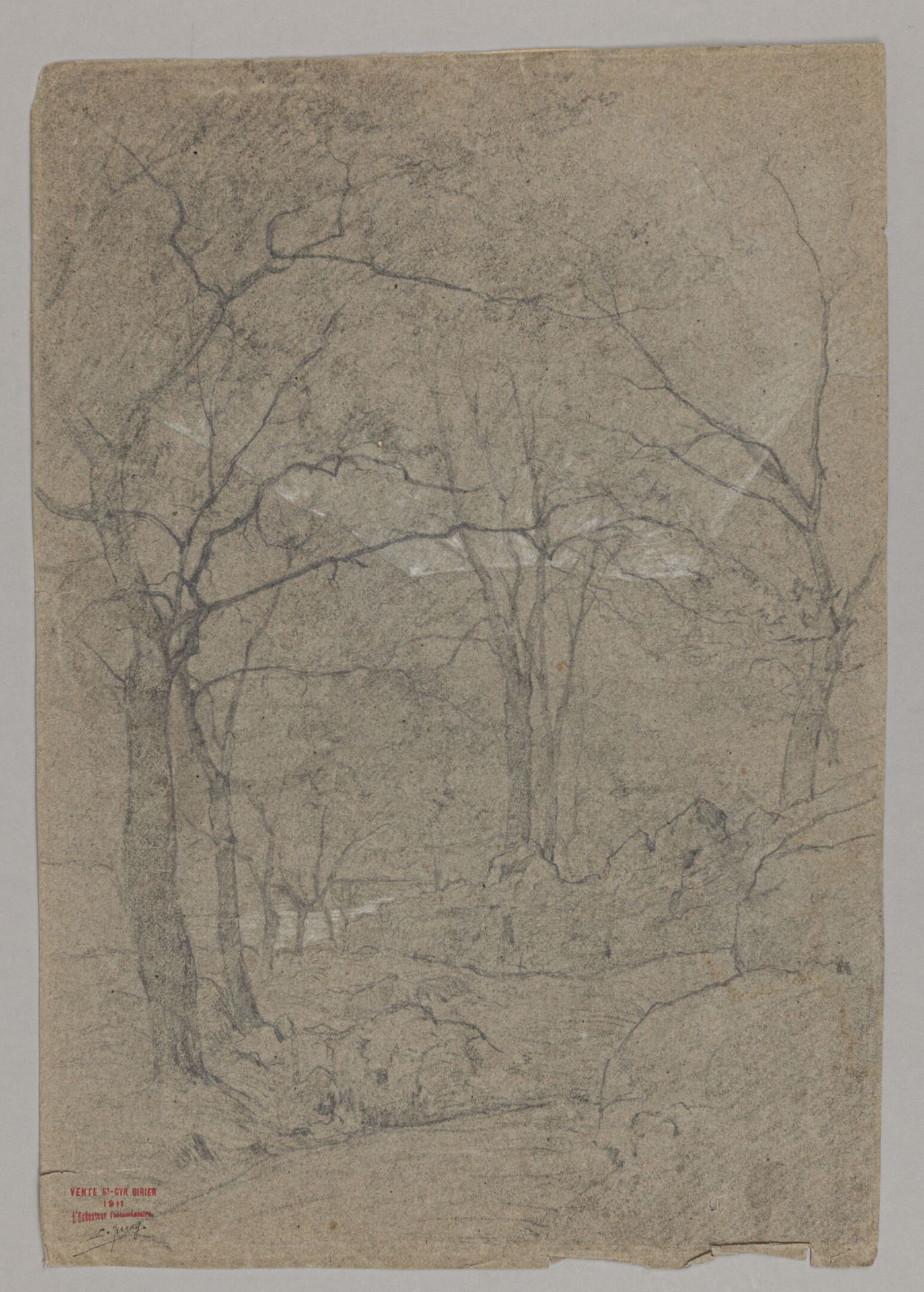 Null 19世纪的里昂学校

Lot of three drawings:

-圣西尔-吉里耶对树木的研究

高51厘米，宽35.厘米

-路易-古伊

对一&hellip;