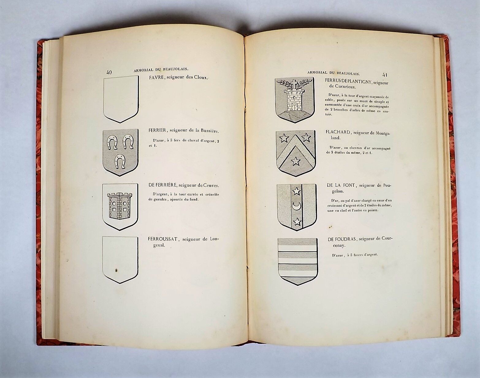 Null LA ROCHE LA CARELLE（F. De）。博若莱省的徽章。里昂， impr.Louis Perrin，里昂，1853。8开本，半红布，封皮&hellip;