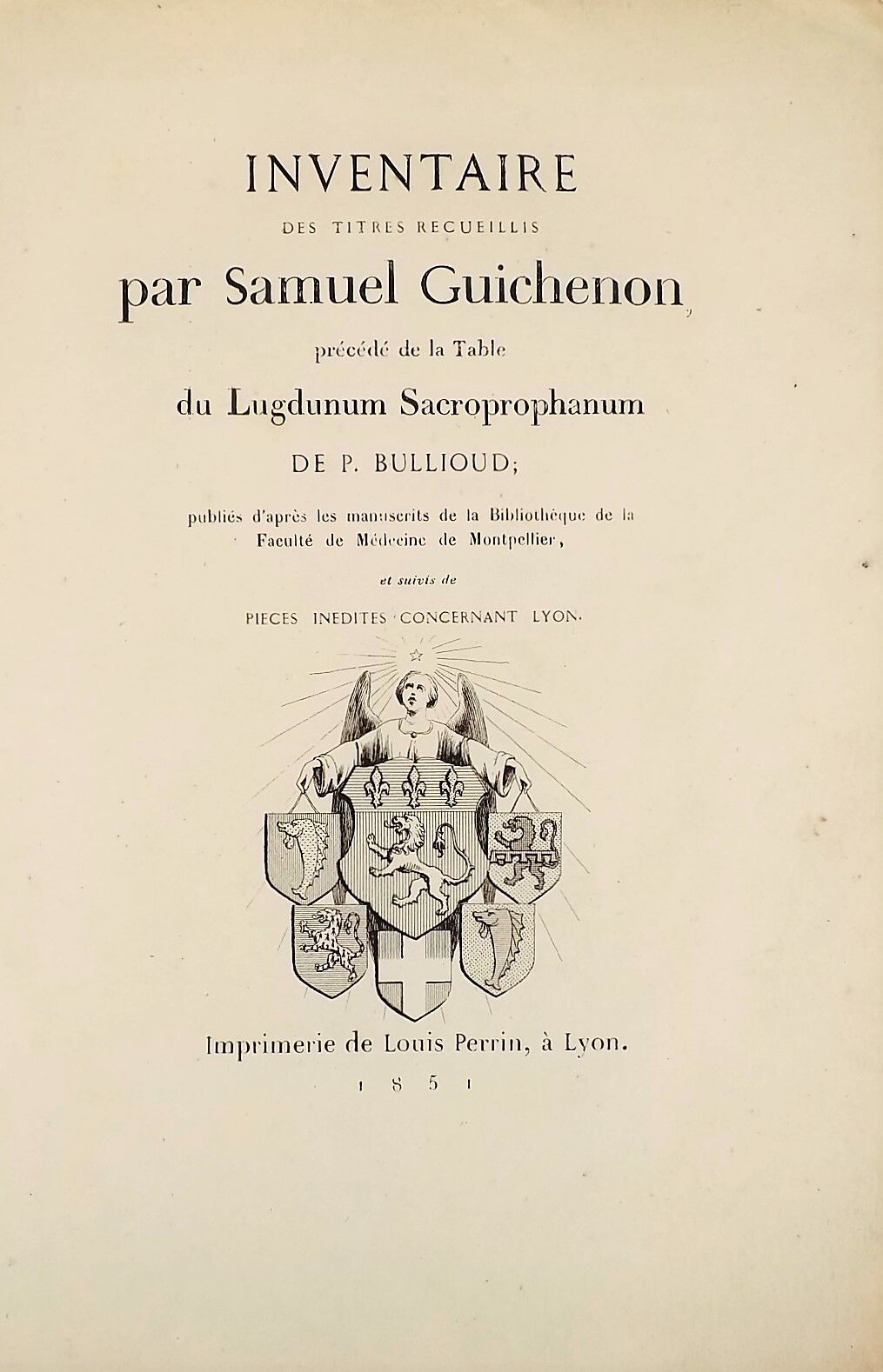 Null ALLUT (Paul). Inventory of the titles collected by Samuel Guichenon, preced&hellip;