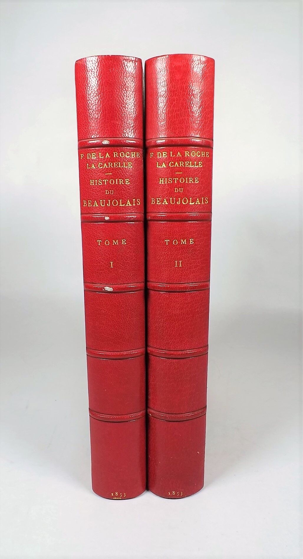 Null LA ROCHE LA CARELLE (Ferdinand, Baron de).里昂，Perrin，1853年。2卷8册，半红摩洛哥，带角，脊柱上&hellip;