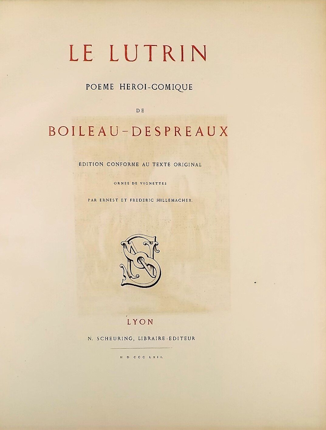 Null BOILEAU-DESPREAUX. El atril, poema heroico-cómico. Lyon, Scheuring, Impress&hellip;