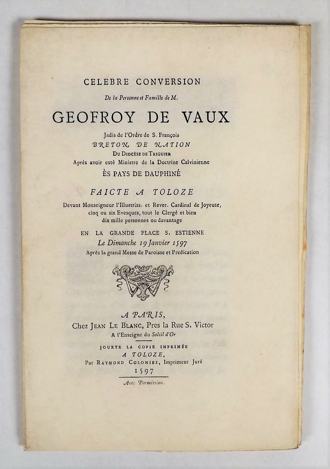 Null CELEBRE CONVERSION de la personne et famille de M. Geoffroy de Vaux… Breton&hellip;
