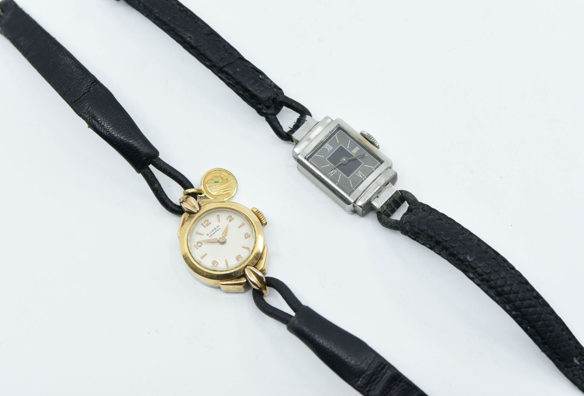 Null Lot of two ladies' watches: one anonymous steel case the other, BUREN, gild&hellip;