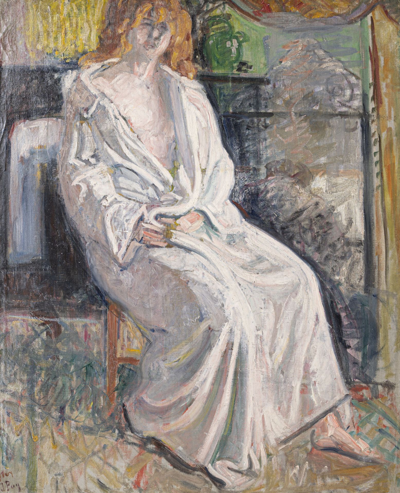 Null 让-皮伊 (1876-1960)

坐着的红发女人，约1903年

布面油画，左下角有两处签名，背面有沃拉尔庄园的印章

H.73厘米 - 宽60厘米&hellip;