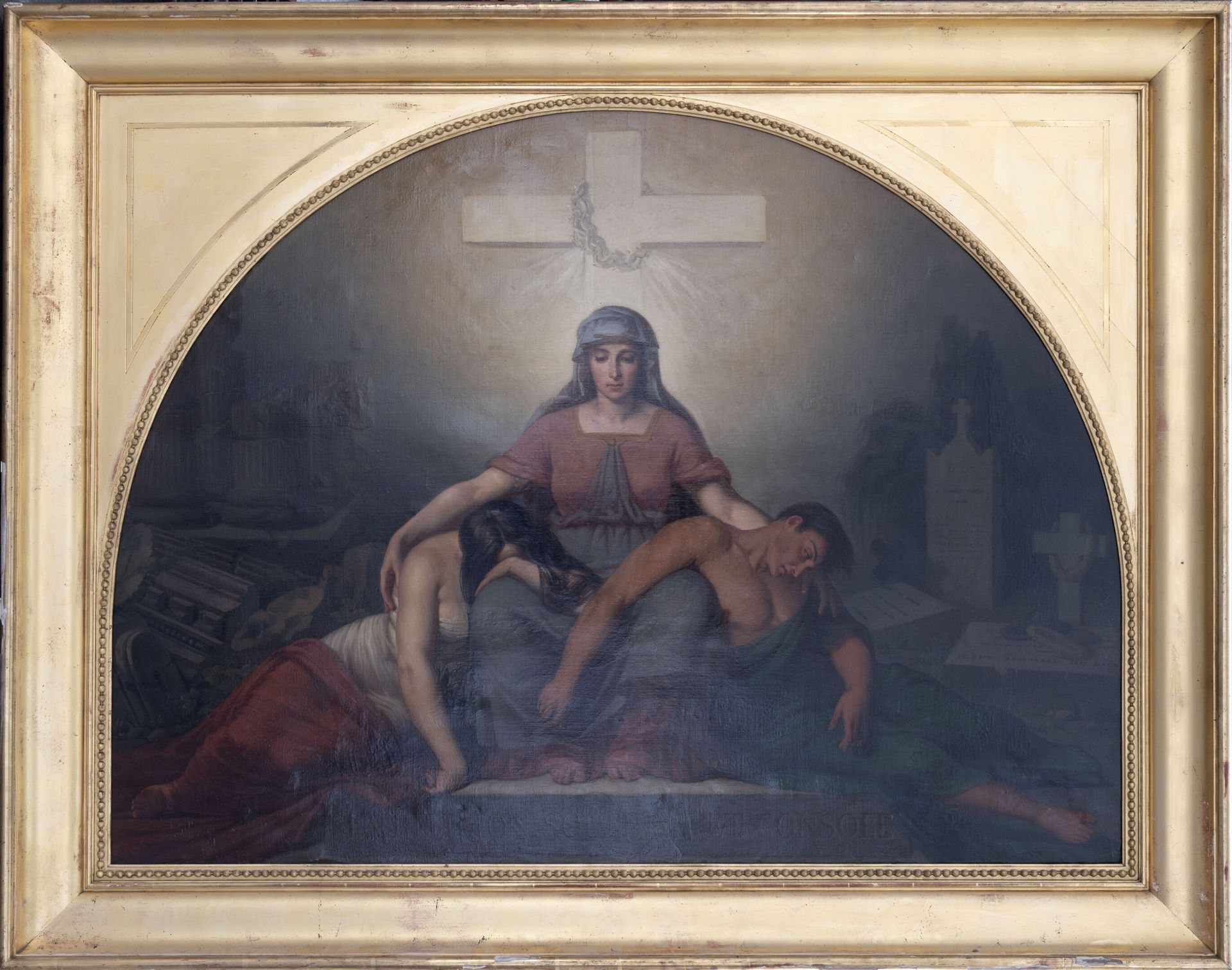 Null 安德烈-雷弗松 (1808-1882)
宗教支持和控制台
布面油画，右下角有签名 
H.98厘米 - 宽135厘米（观看时）HVS
修缮

展览 : &hellip;