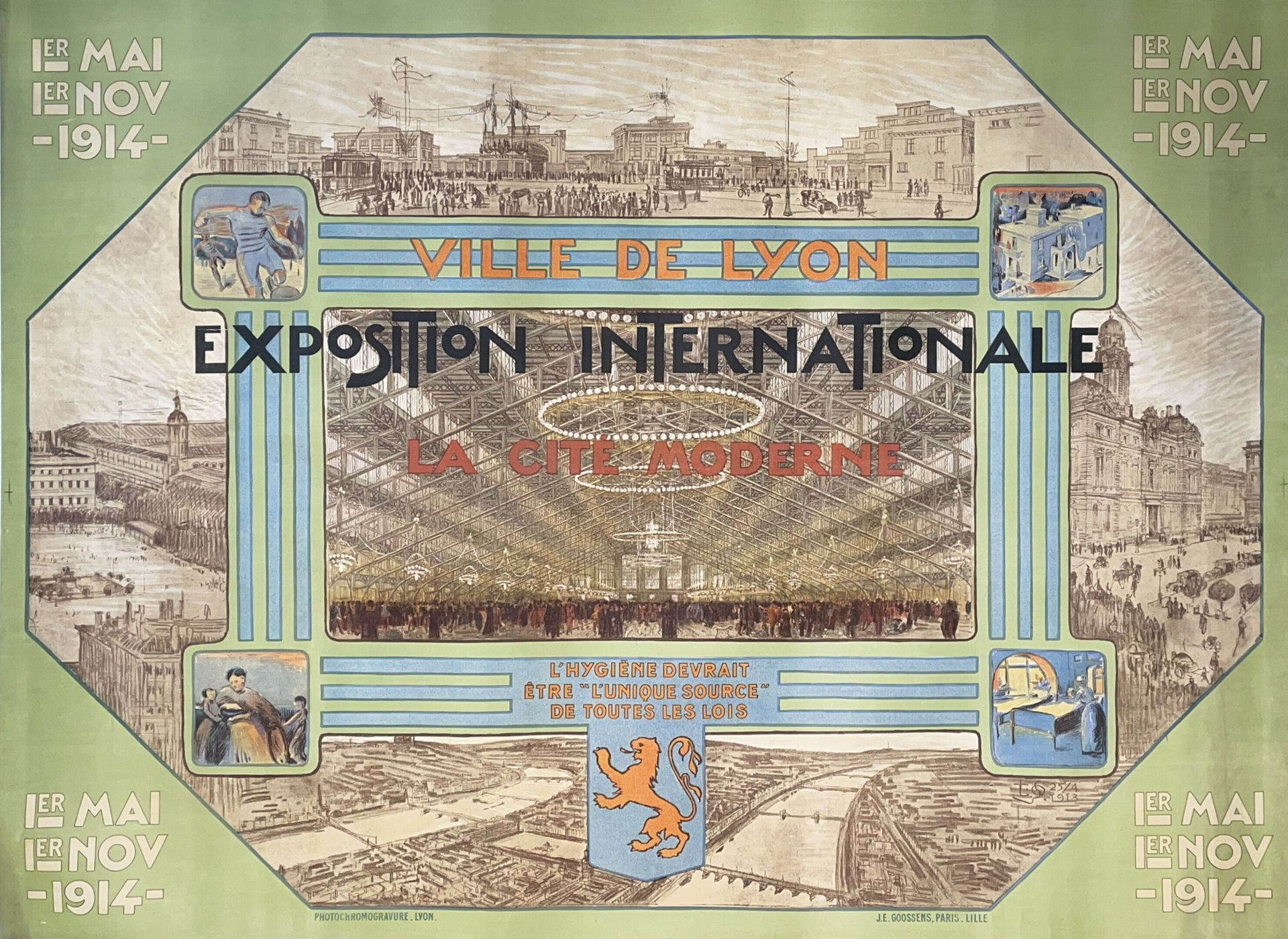 Null 托尼-加尼尔（1869 - 1948）之后
里昂市
"现代城"--1914年5月1日至11月1日的里昂国际展览会
由Goossens印刷厂以照相凹版印&hellip;