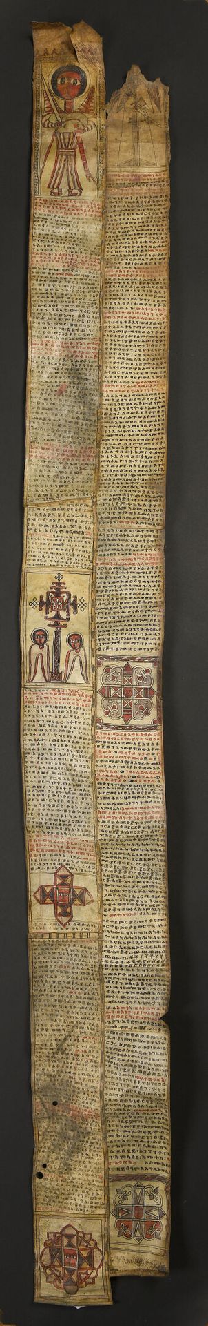 Null Coptic fabric, Ethiopia 
Fabric, ink, varnish 
L. 167 cm l. 17 cm

Provenan&hellip;