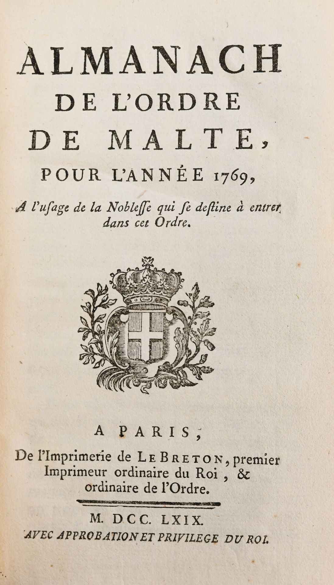 Null [Malte]. ALMANACH de l'Ordre de Malte, pour l'année 1769, à l'usage de la n&hellip;