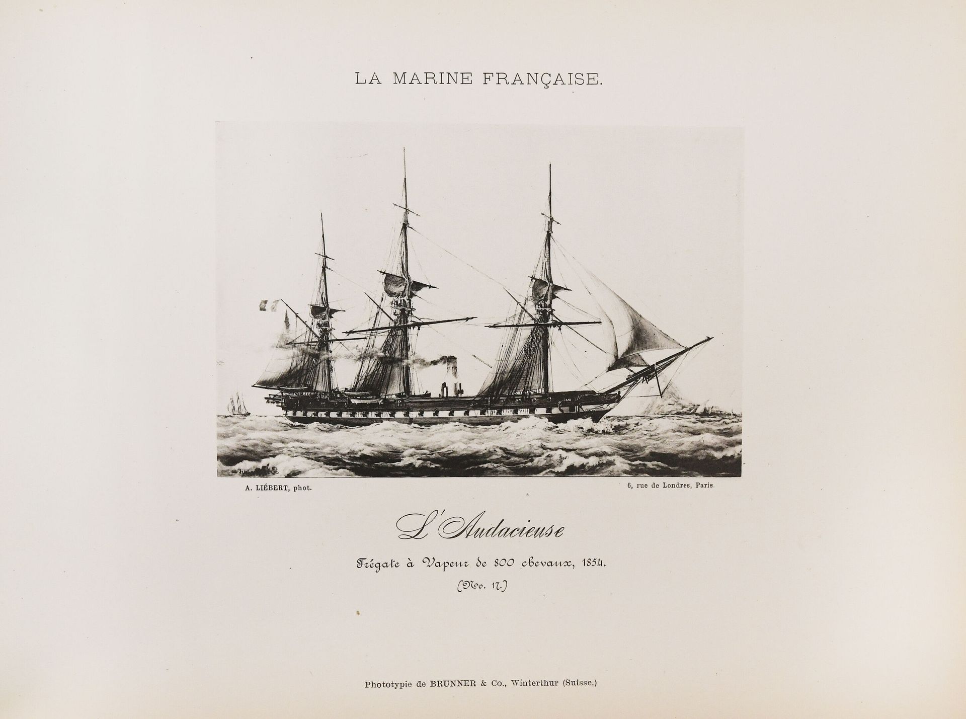 Null [旅行-海军]。巴黎（海军）。弗朗索瓦-鲁的作品，表现了法国海军从1792年到现在的舰船肖像。 
巴黎，Liébert，1885年。 
长方形，四开本&hellip;