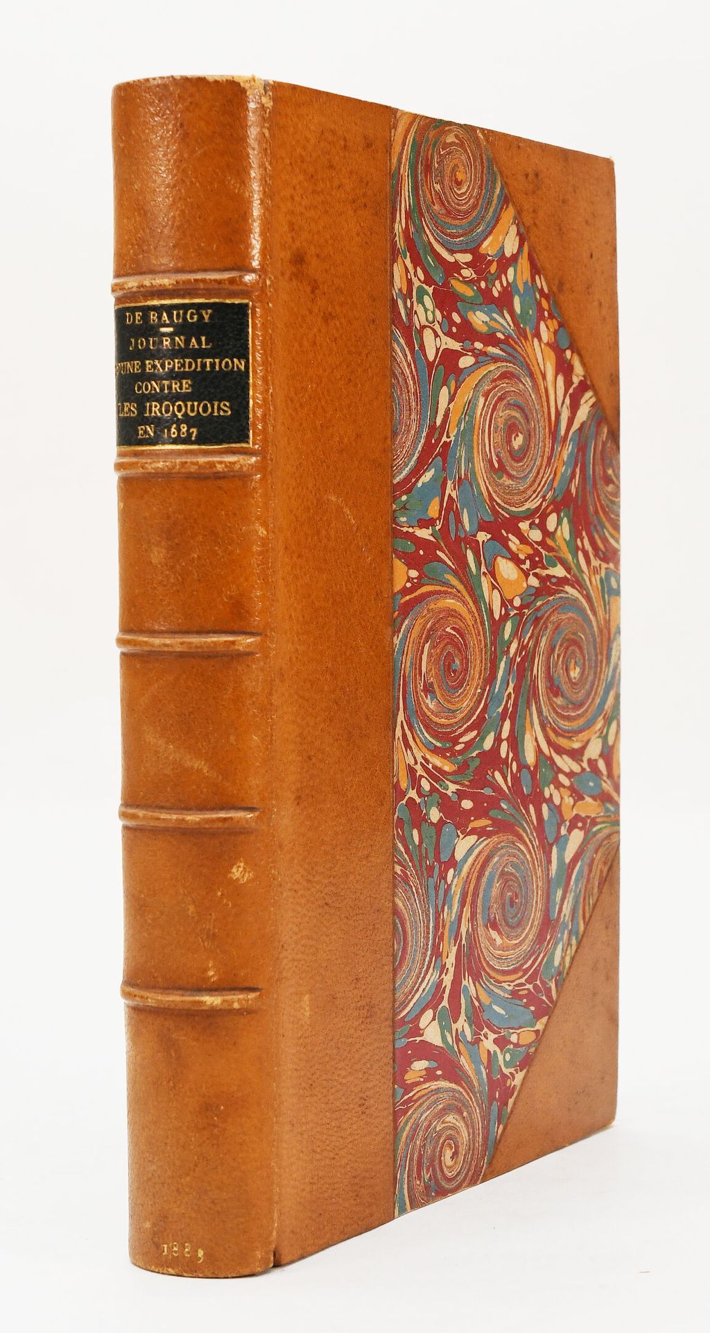 Null [旅游-海军]。BAUGY (Louis-Henri de).1687年对易洛魁人的远征日志。 
巴黎，勒鲁，1883年。
8开本，黄褐色半鹿角纹，书&hellip;