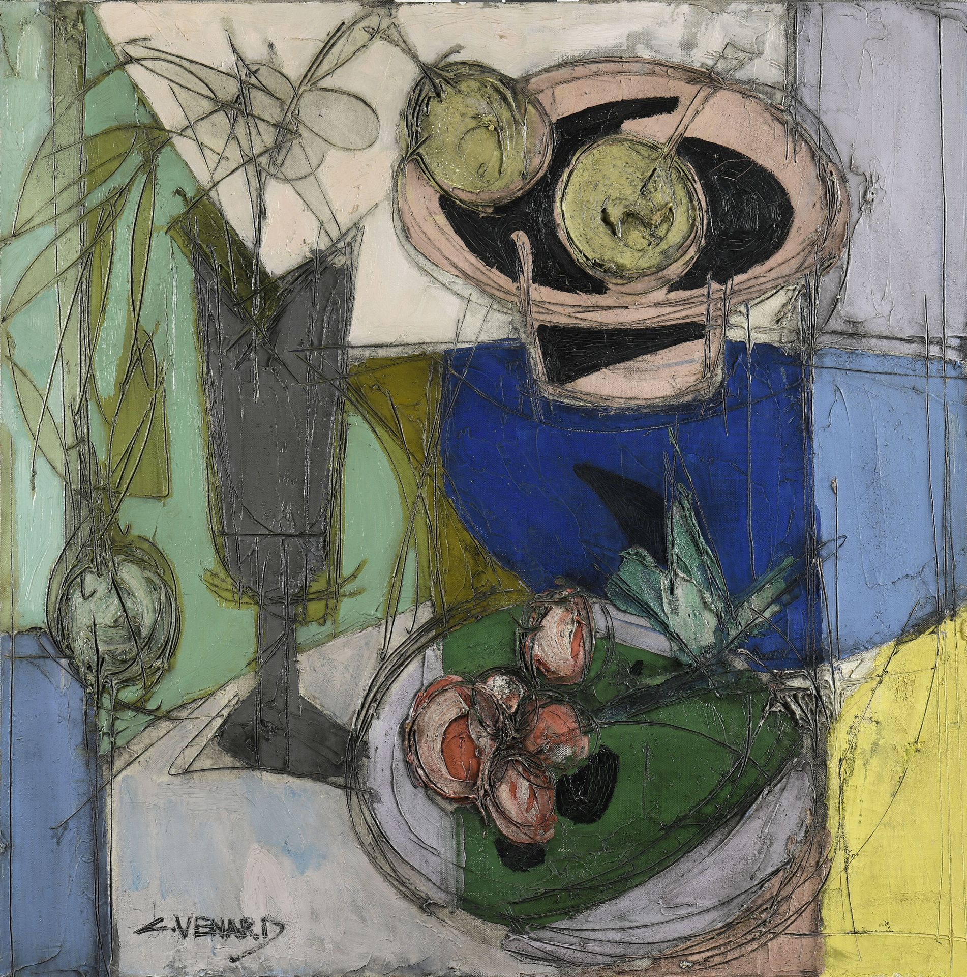 Null Claude VENARD (1913-1999)
Fruits et fleurs, circa 1962
Huile sur toile, sig&hellip;