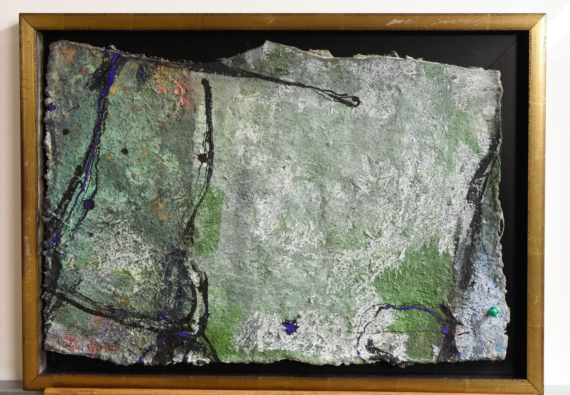 马克-阿尔斯特林德（生于1954年） 无题画布上的混合媒介碎片H.50 cm 