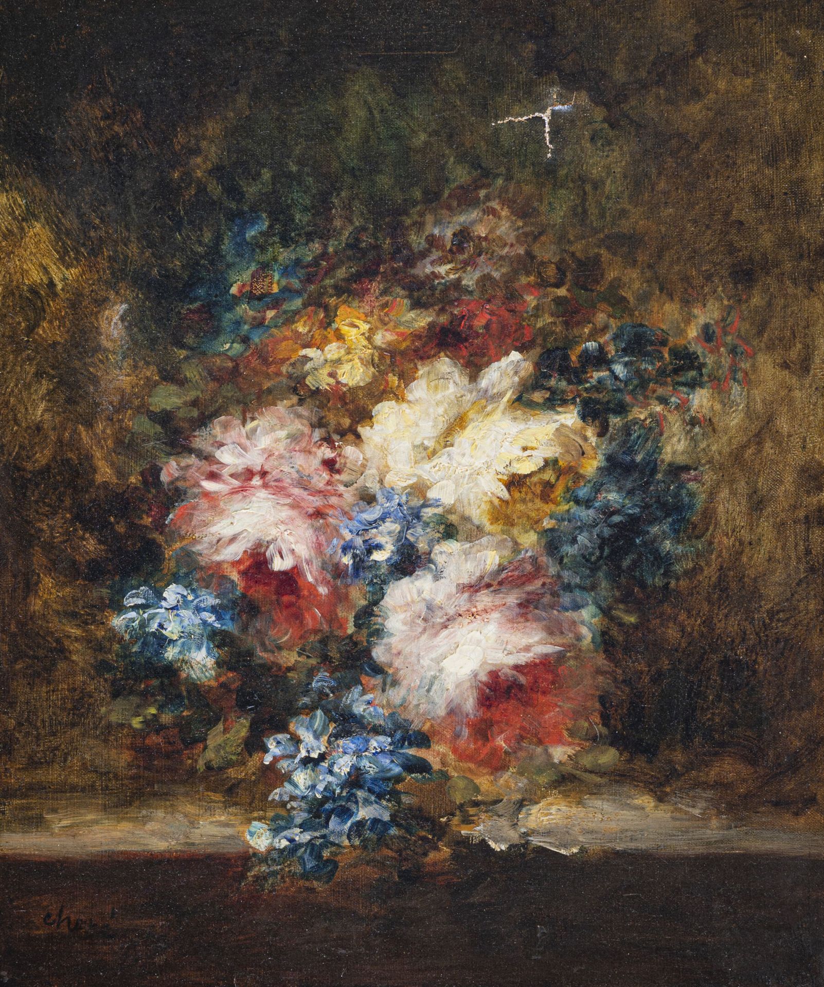 Null Georges CHONE (1819-?)
Blumenstrauß
Öl auf Leinwand, signiert. 
H. 44 cm L.&hellip;