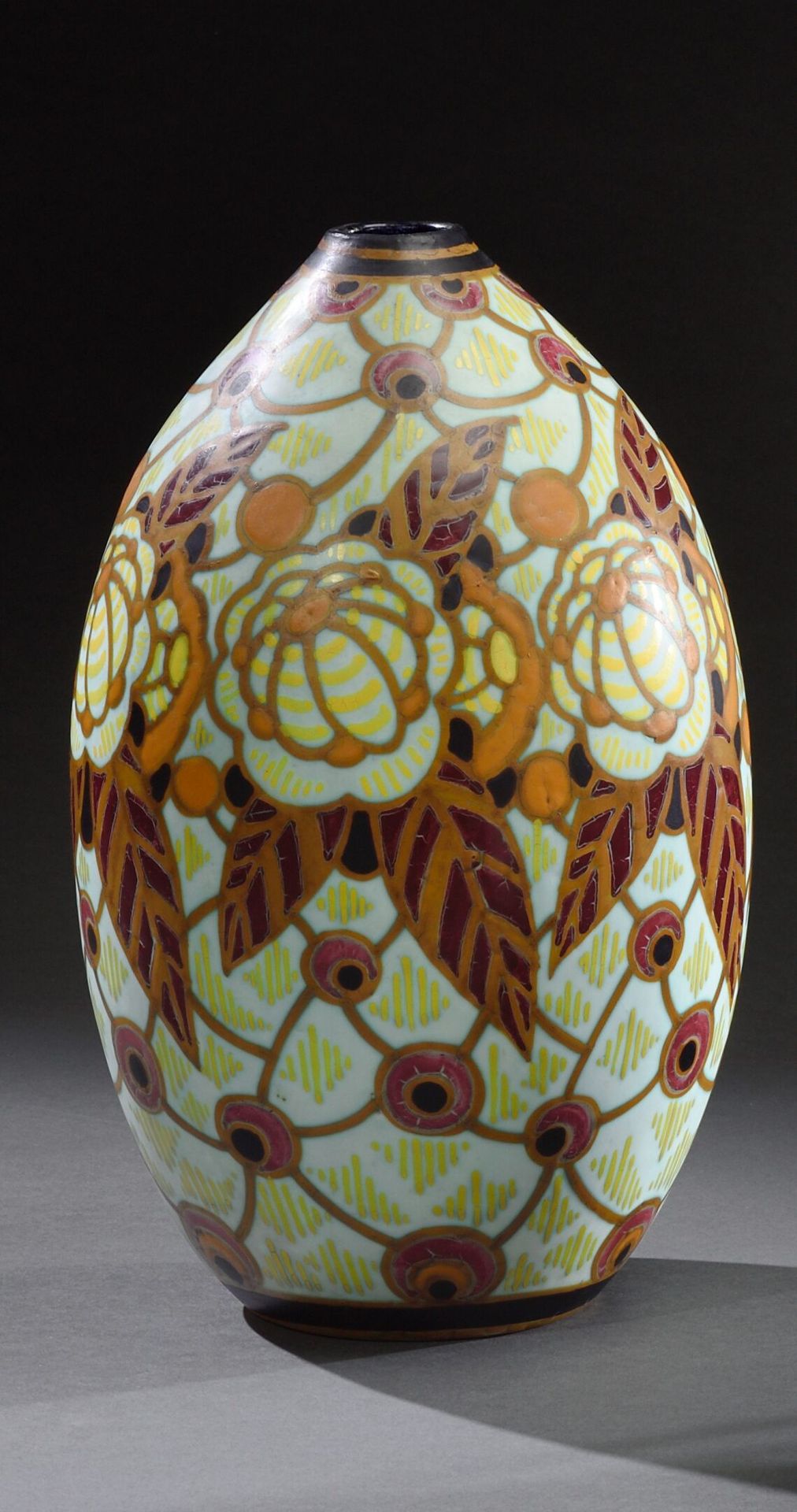 Null Charles CATTEAU (1880 - 1966) 
Vase en céramique à corps ovoïde et petit co&hellip;