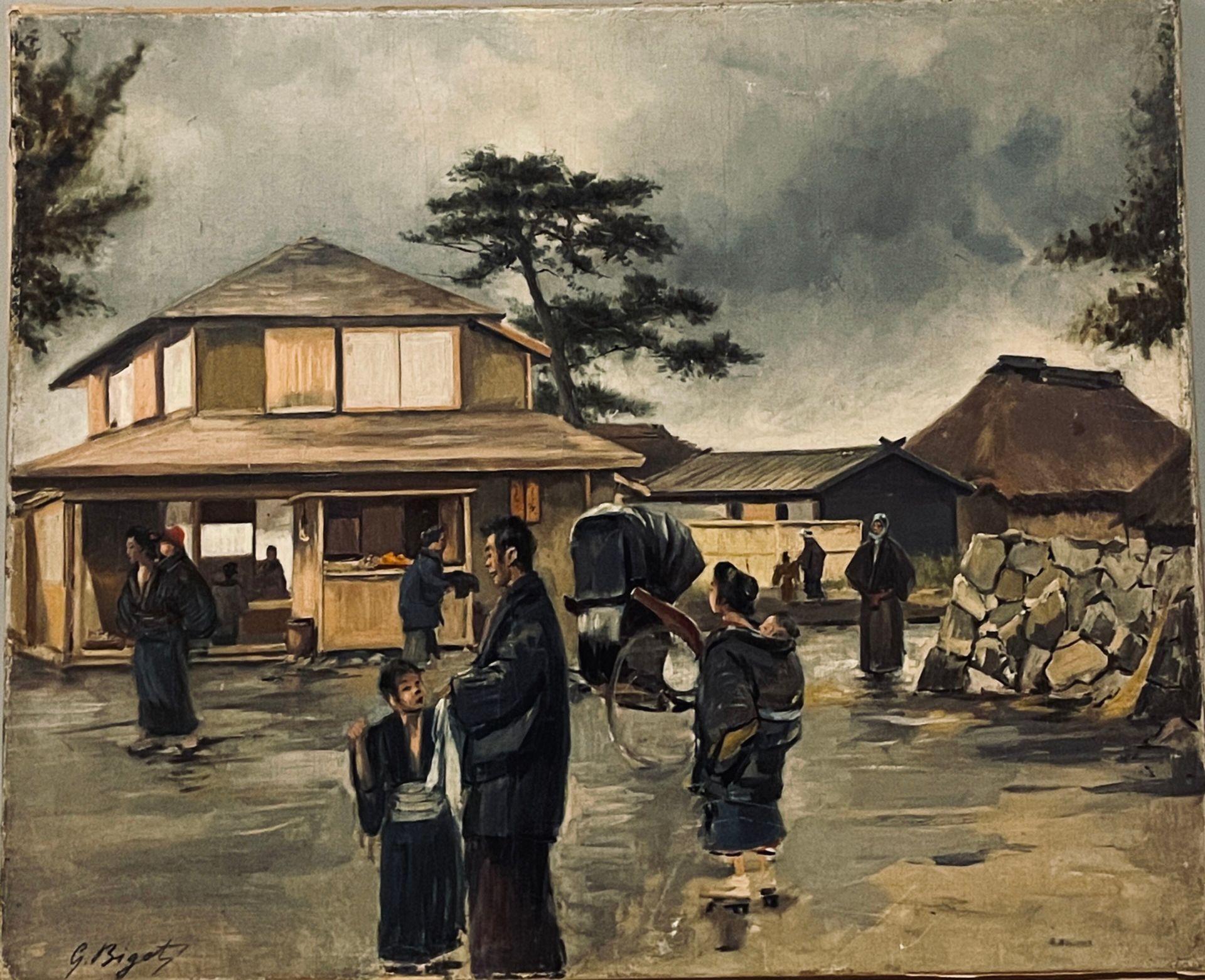 Null Georges Ferdinand BIGOT (1860-1927)
"Rue animée au Japon"
Huile sur toile, &hellip;