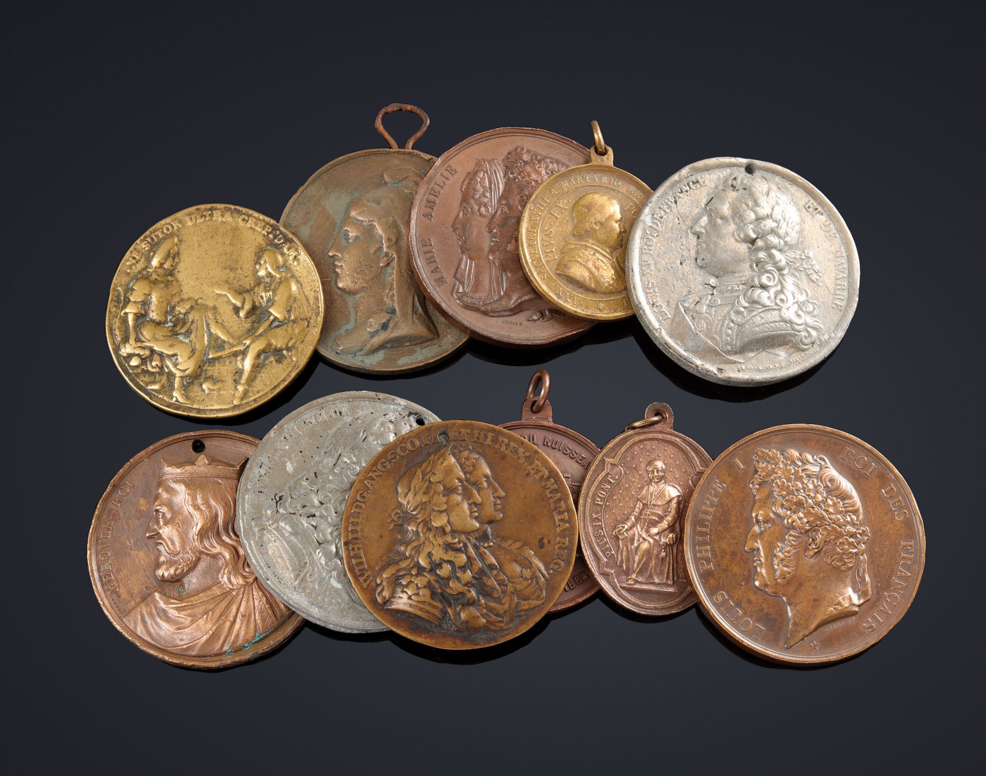 Null Fort lot de 11 médailles en cuivre, bronze, étain.
Époques diverses.
[11]